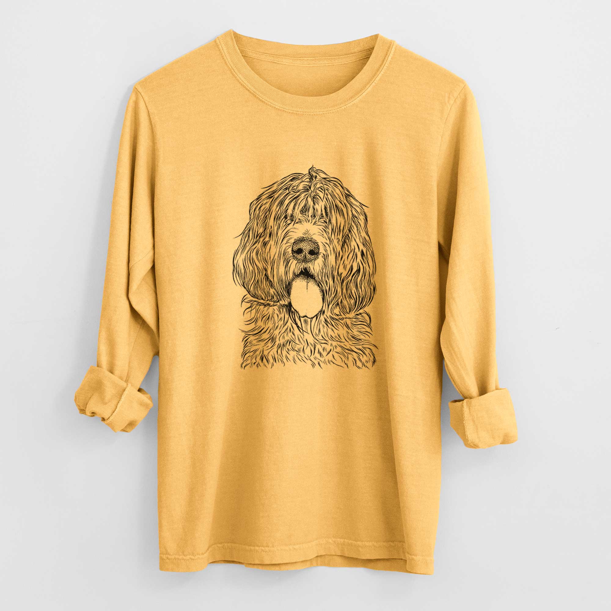 Bare Lou the Otterhound - Men's Heavyweight 100% Cotton Long Sleeve - Image 3