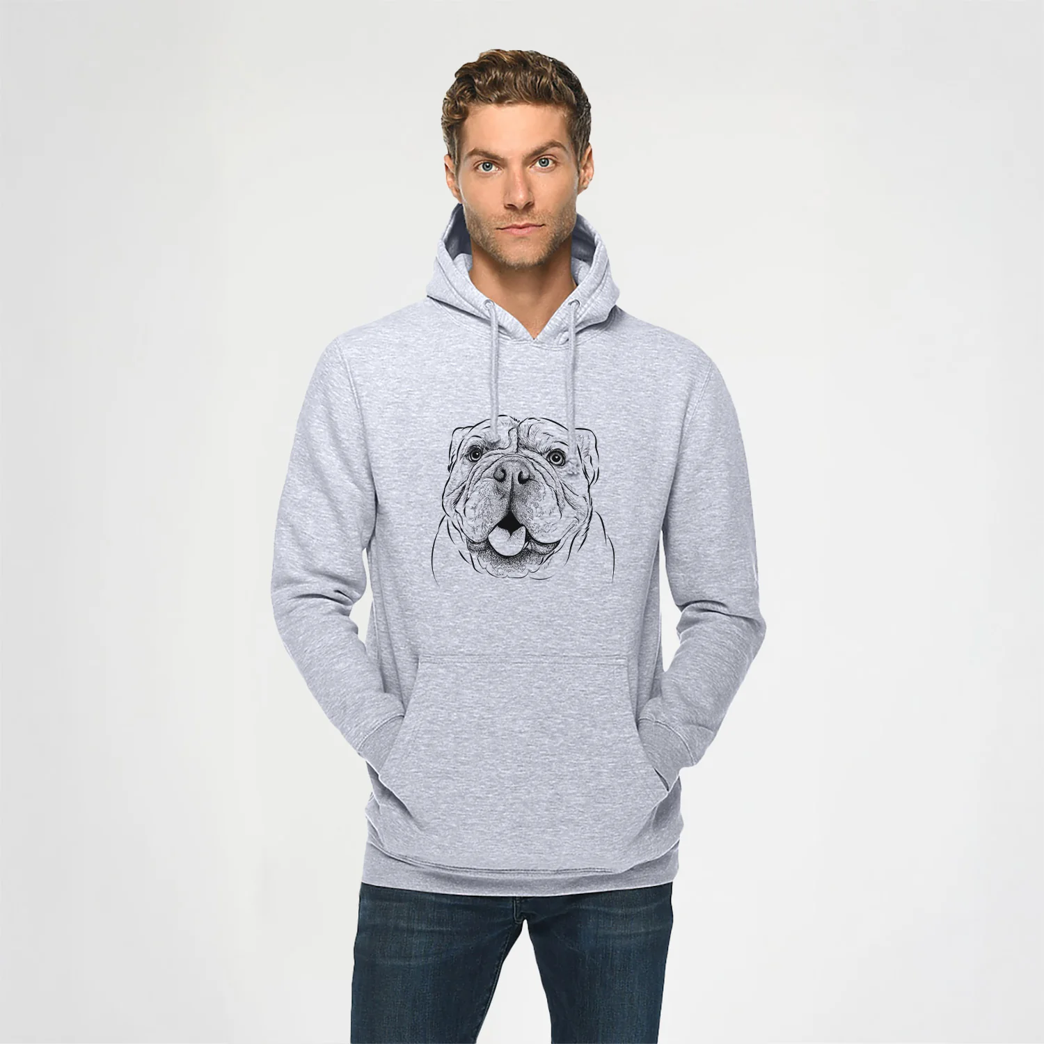 Louie the English Bulldog- Heavyweight Fleece Hoodie - Image 2