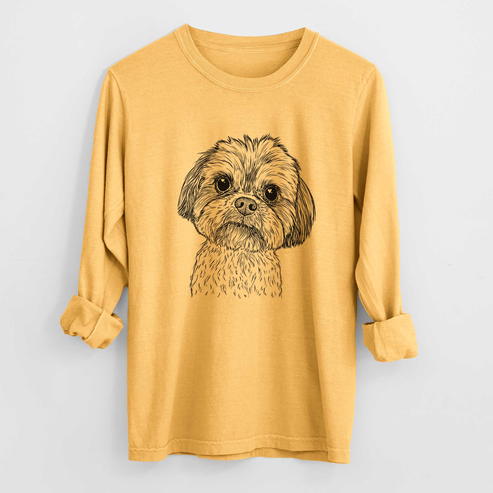 Bare Lucy the Shorkie - Men's Heavyweight 100% Cotton Long Sleeve - Image 3