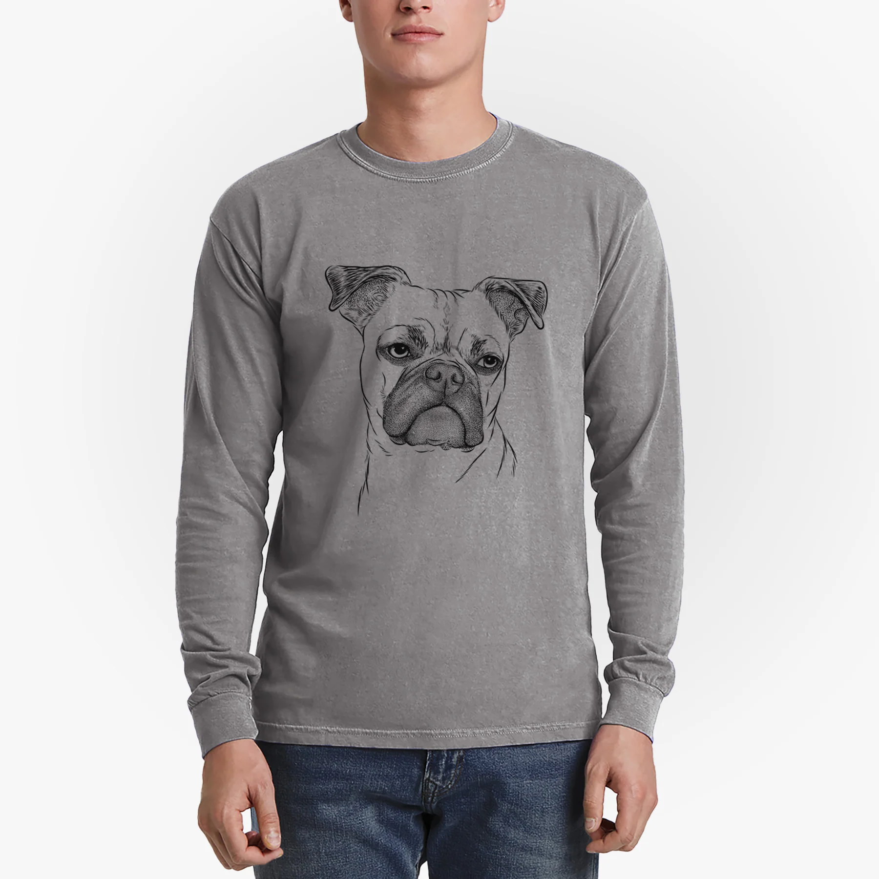 Bare Mack the Bugg (Boston Terrier/Pug) - Heavyweight 100% Cotton Long Sleeve - Image 4