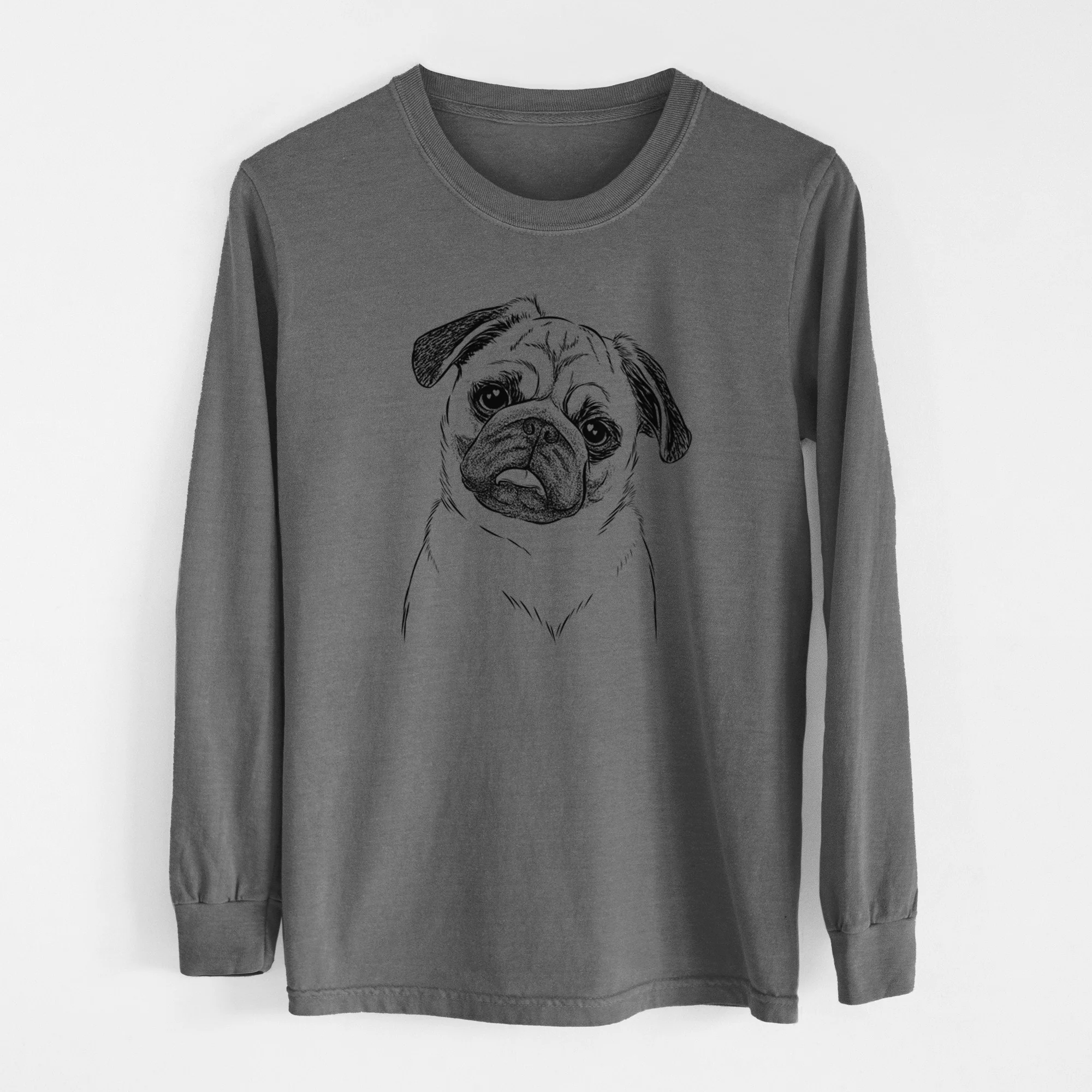 Bare Macy the Pug - Men's Heavyweight 100% Cotton Long Sleeve - Image 14
