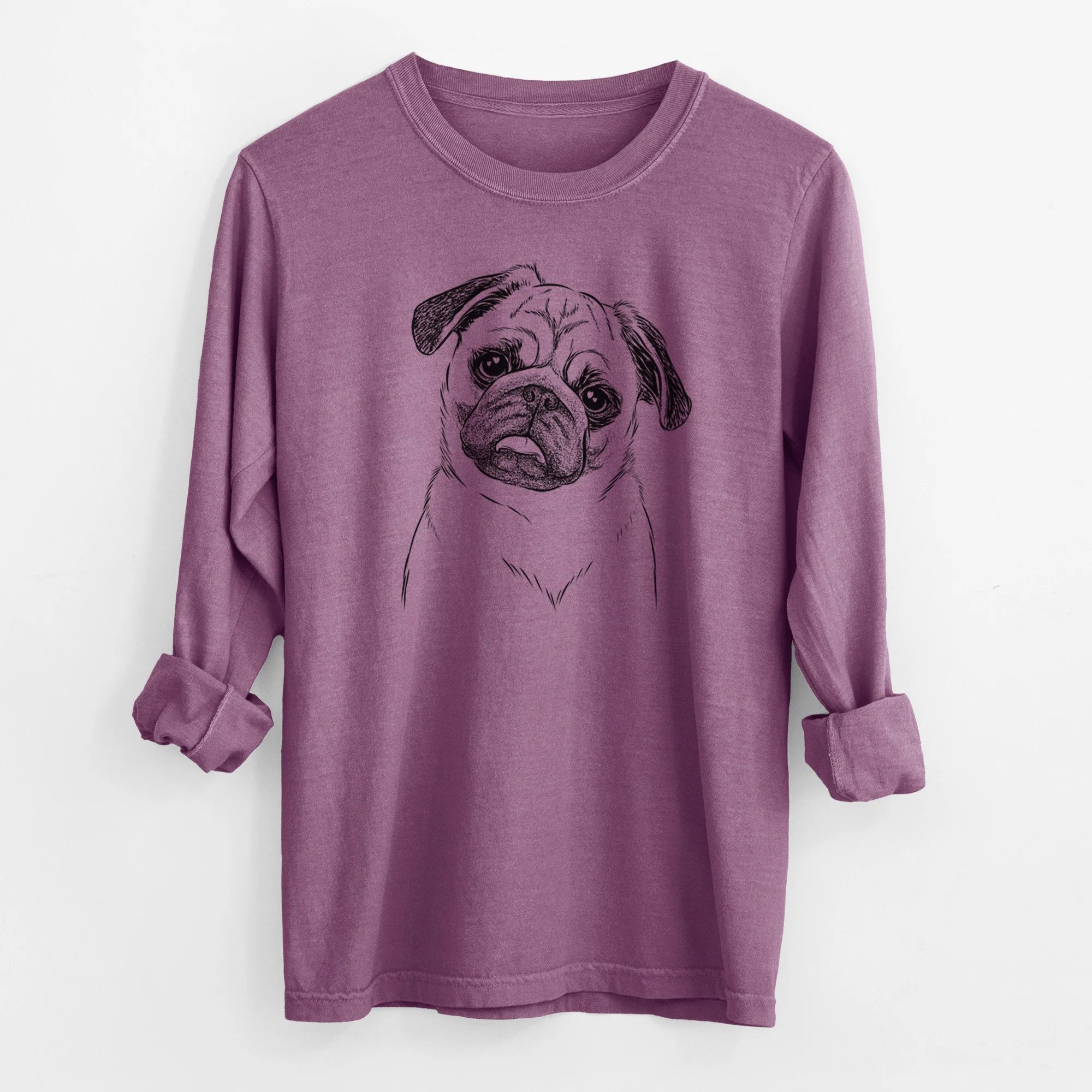 Bare Macy the Pug - Men's Heavyweight 100% Cotton Long Sleeve - Image 9