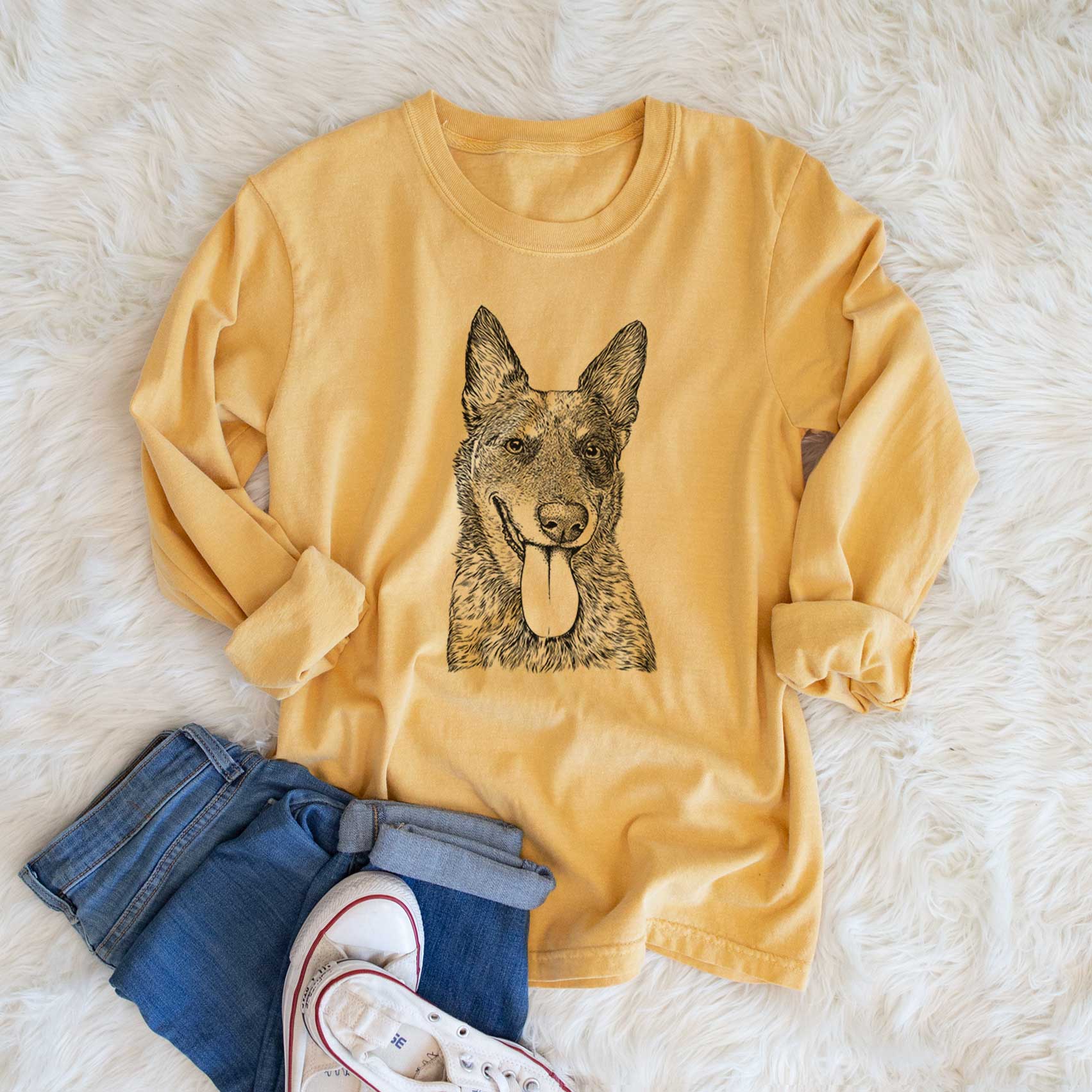 Bare Madison the Blue Heeler - Men's Heavyweight 100% Cotton Long Sleeve - Image 6