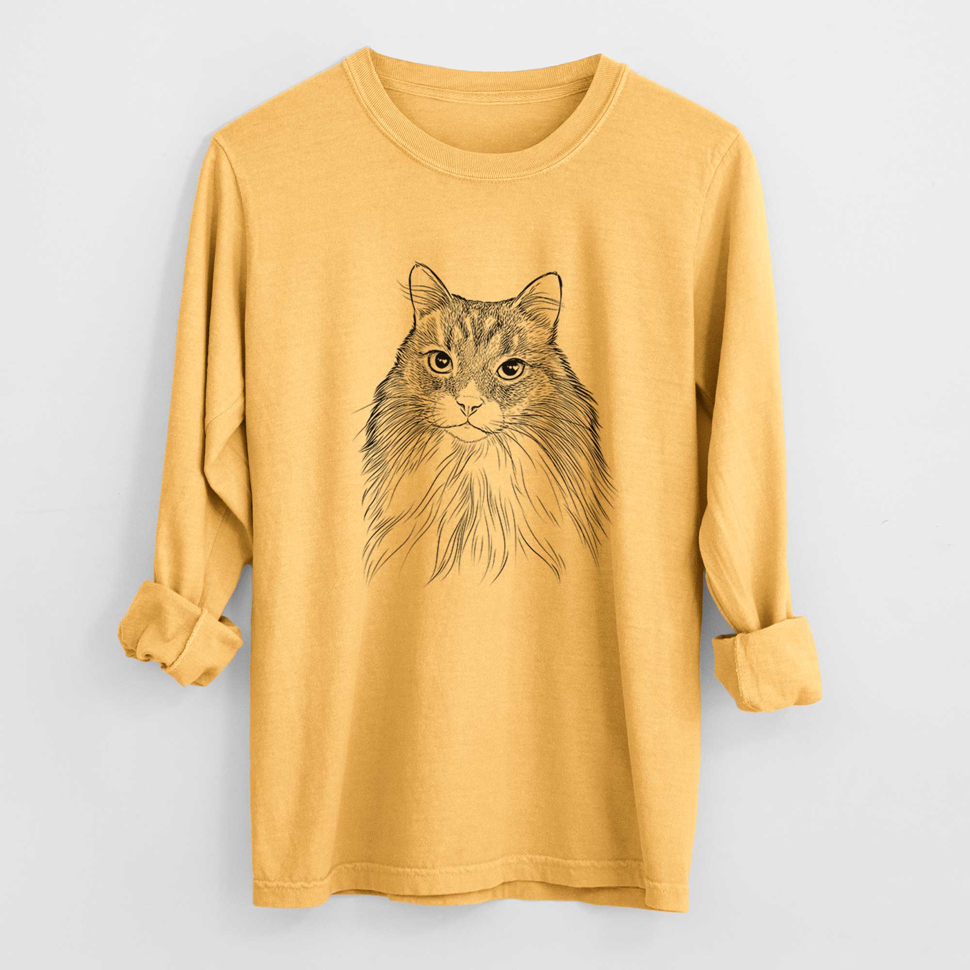 Bare Maks the Siberian Cat - Men's Heavyweight 100% Cotton Long Sleeve - Image 3