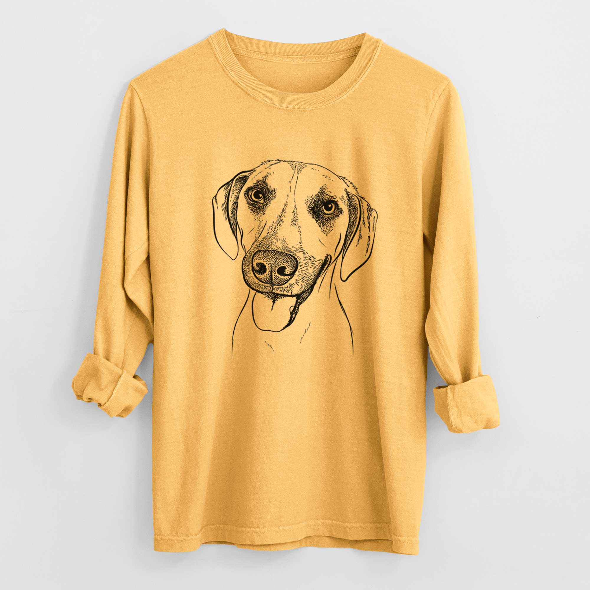 Bare Malia the American Foxhound Mix - Men's Heavyweight 100% Cotton Long Sleeve - Image 3