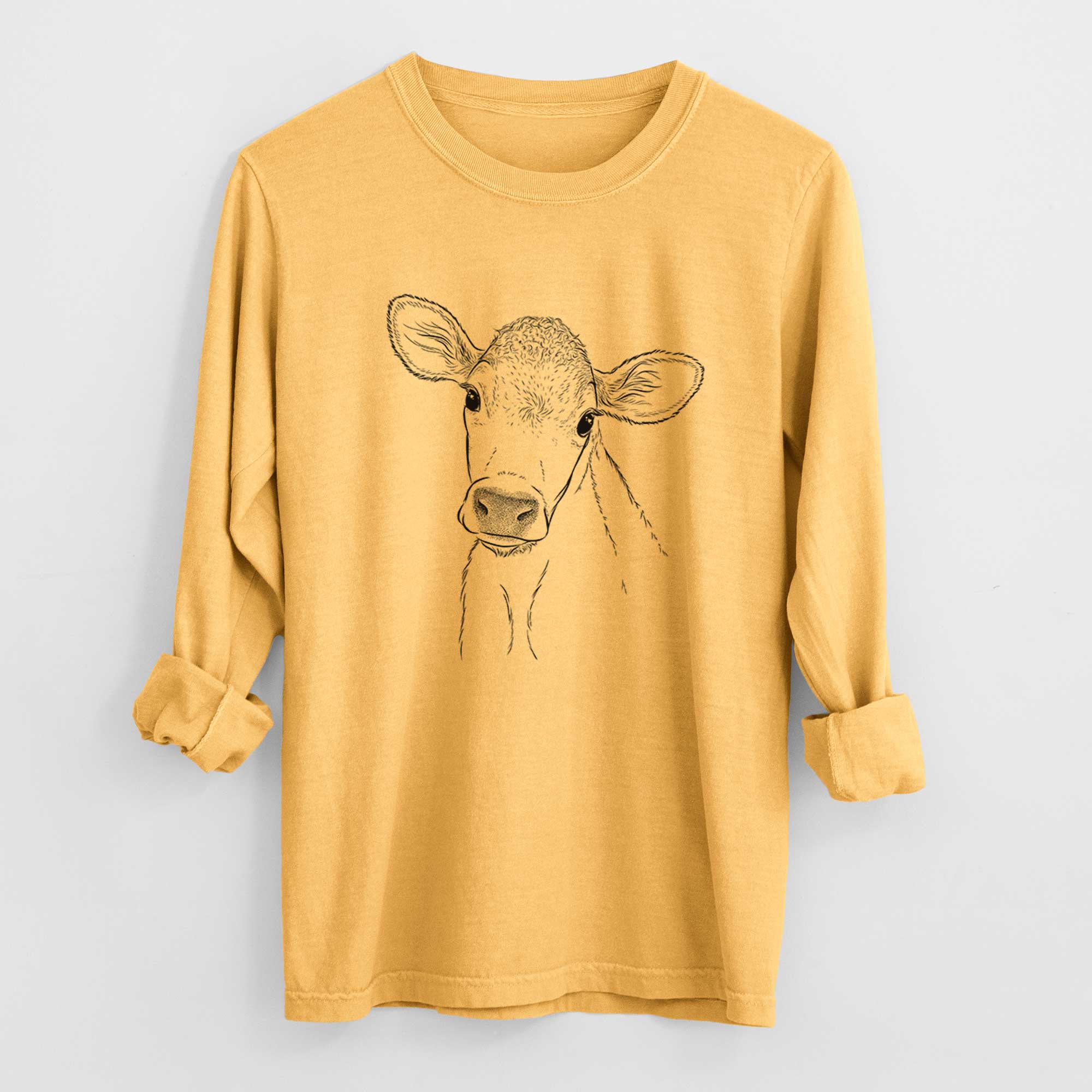 Bare Malu the Cow - Men's Heavyweight 100% Cotton Long Sleeve - Image 3