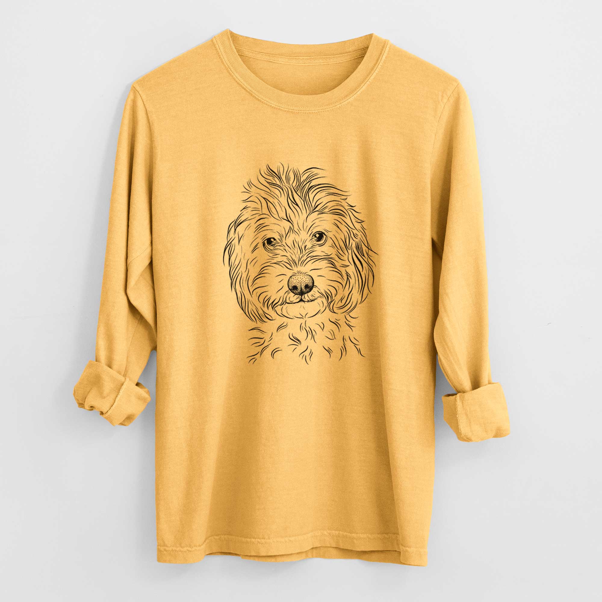 Bare Mason the Cavapoo - Men's Heavyweight 100% Cotton Long Sleeve - Image 3