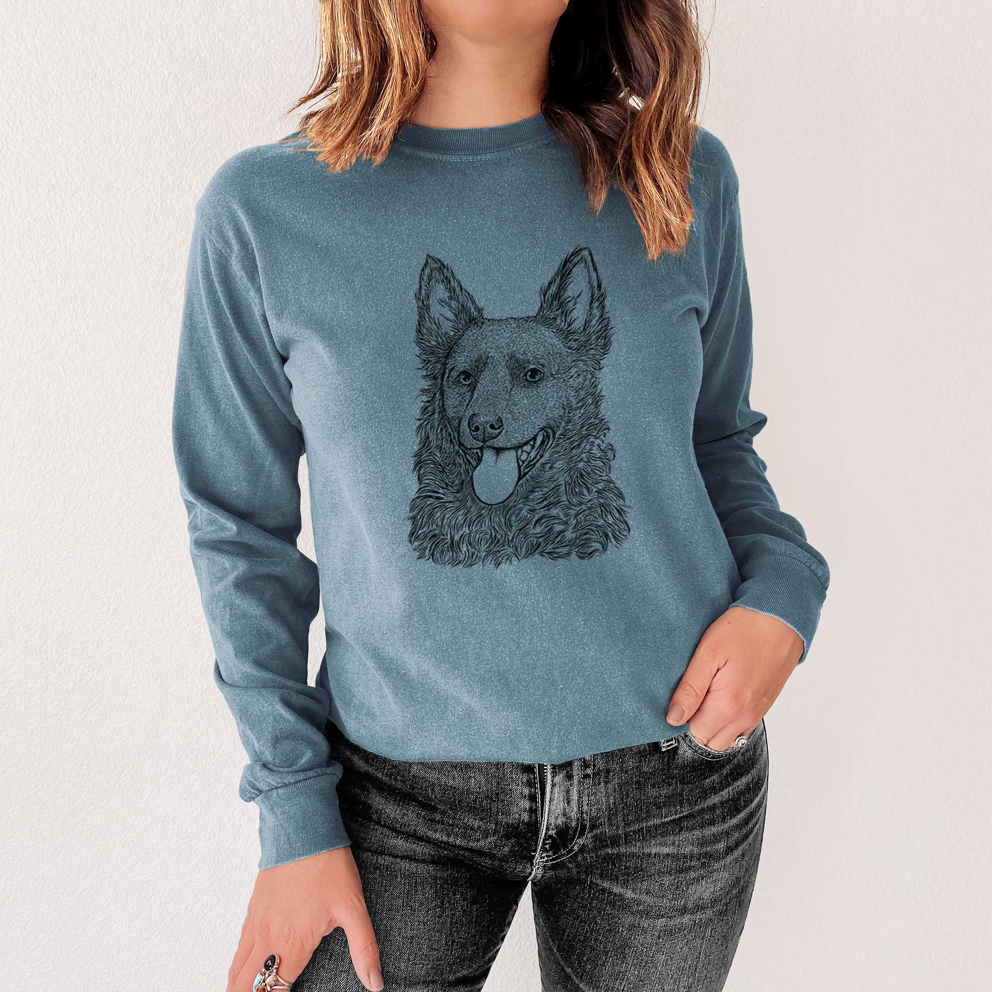 Bare Maximo the Mudi - Men's Heavyweight 100% Cotton Long Sleeve - Image 4
