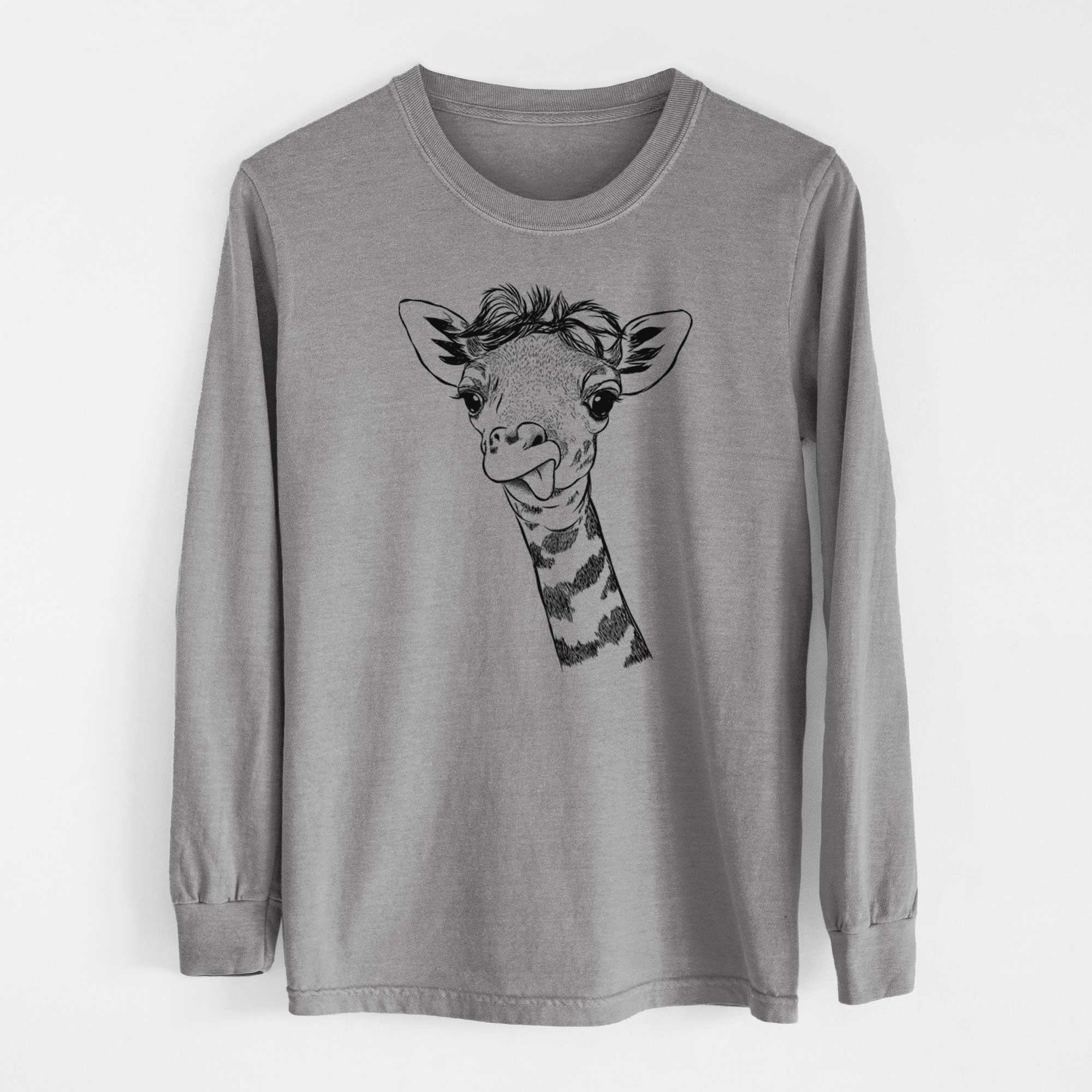 Bare Mel the Baby Giraffe - Men's Heavyweight 100% Cotton Long Sleeve - Image 7