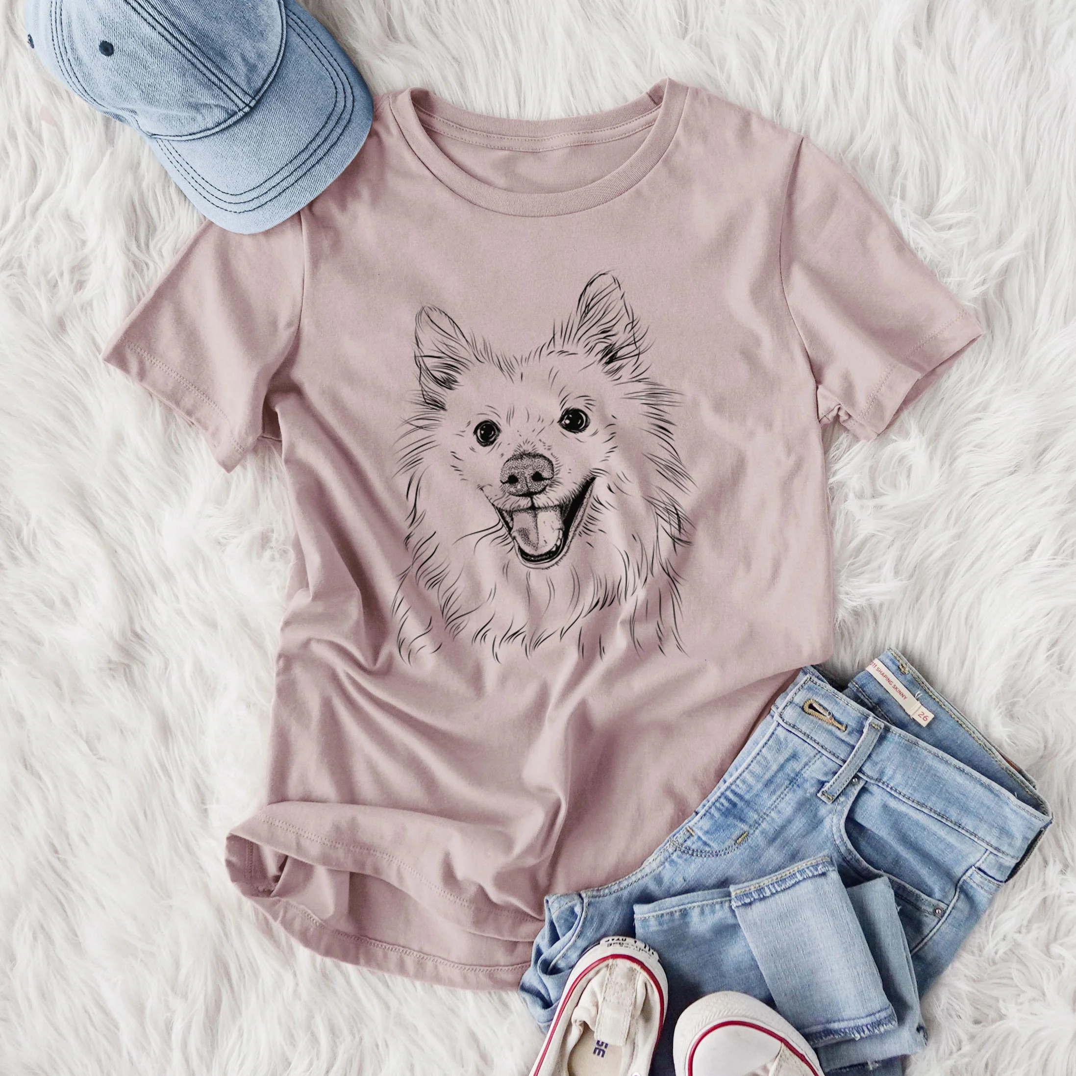 Bare Miki the American Eskimo - Women's Lightweight Relaxed Fit 100% Cotton Crewneck - Image 4