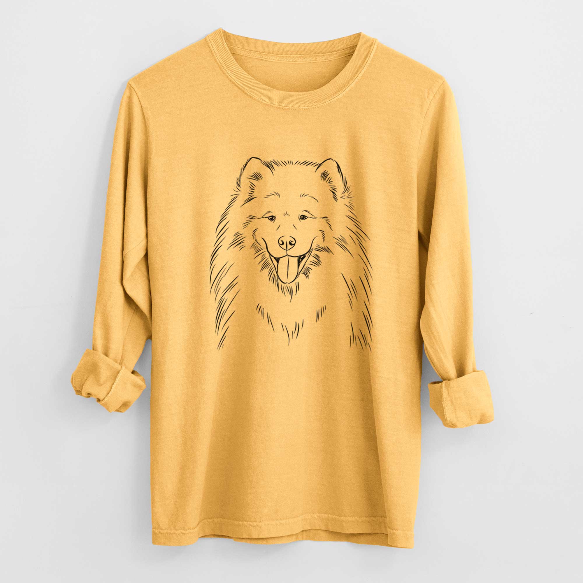 Bare Mikko the Samoyed - Men's Heavyweight 100% Cotton Long Sleeve - Image 3