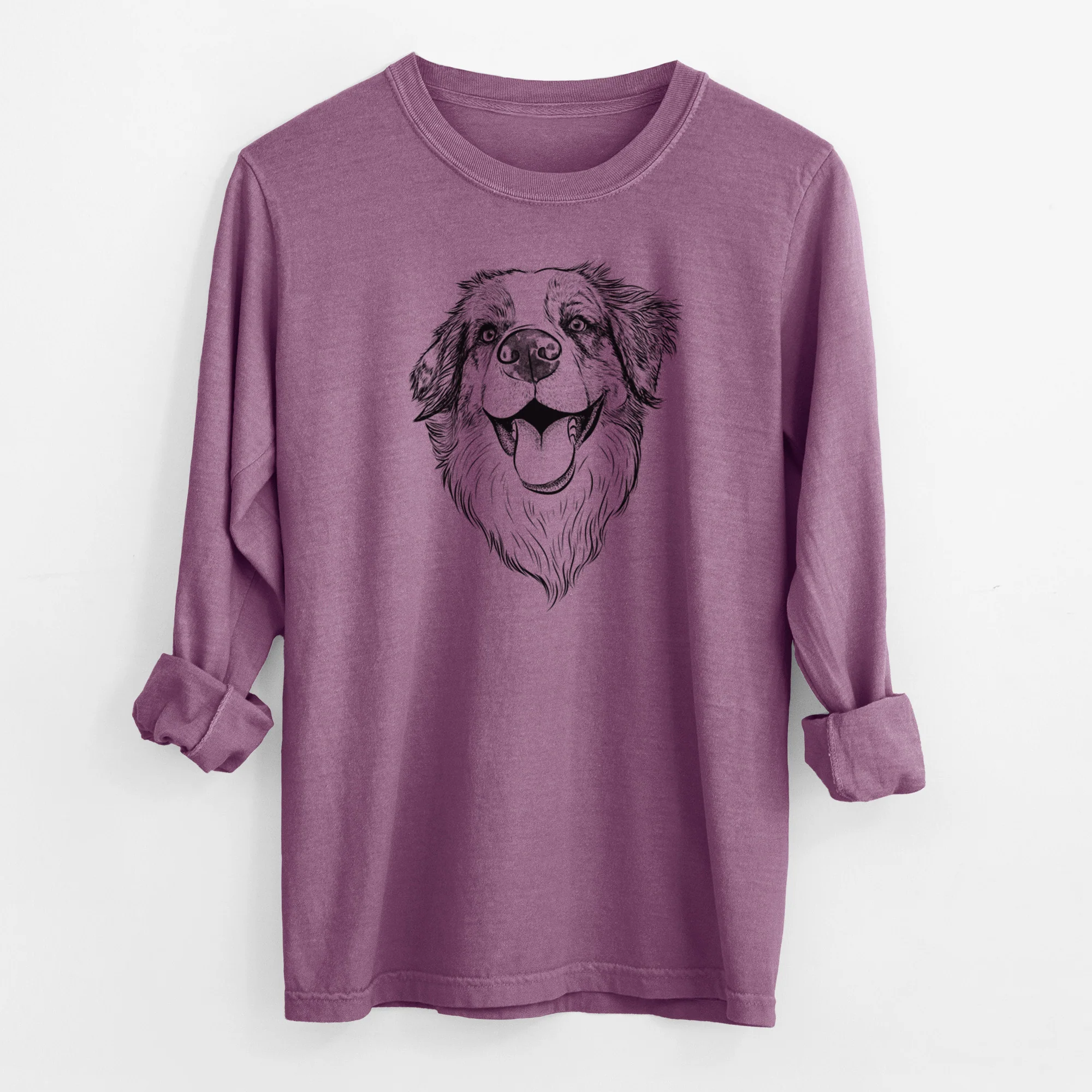 Bare Mila the Australian Shepherd - Men's Heavyweight 100% Cotton Long Sleeve - Image 9