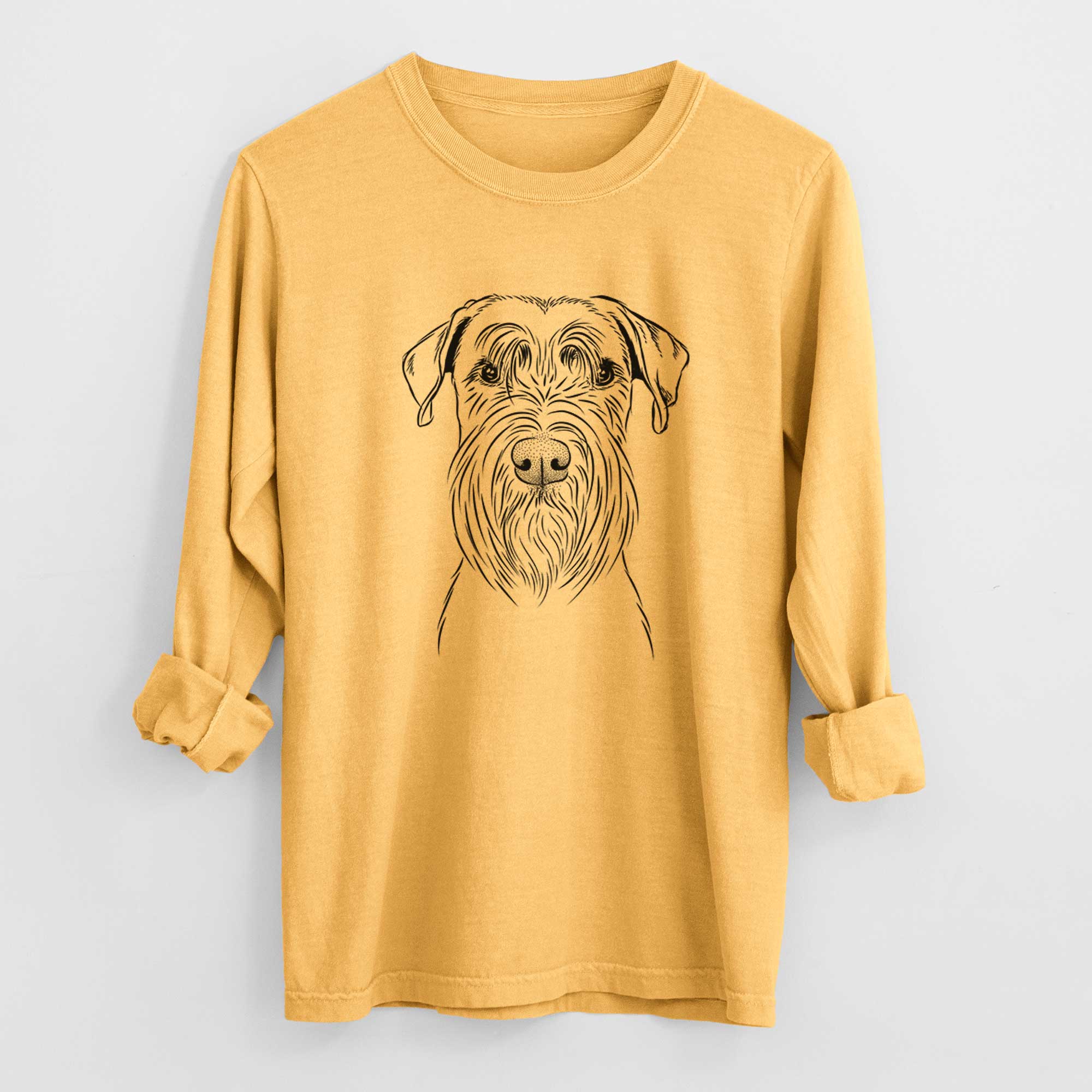 Bare Milton the Schnauzer - Men's Heavyweight 100% Cotton Long Sleeve - Image 3