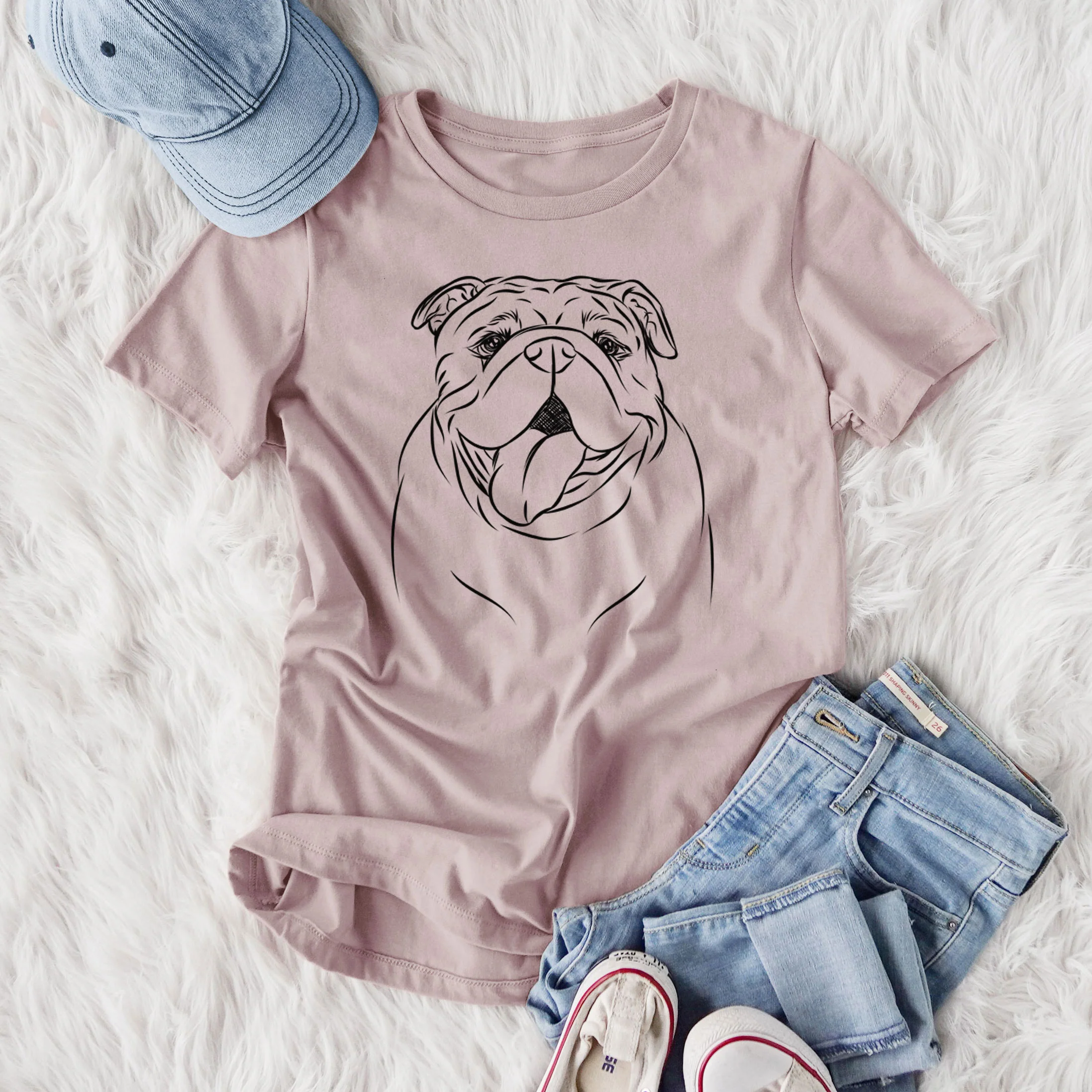 Bare Missy Moo the English Bulldog - Women's Lightweight Relaxed Fit 100% Cotton Crewneck - Image 4