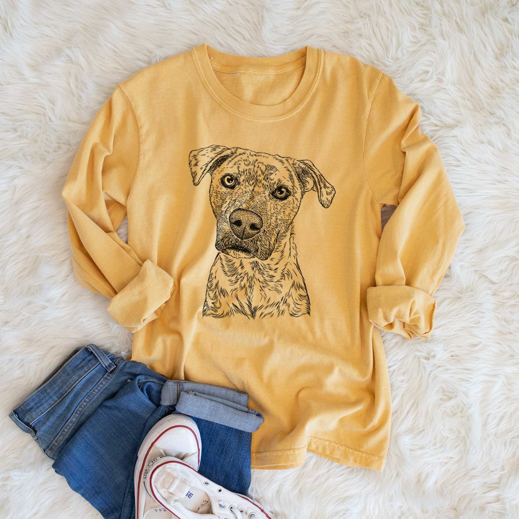 Bare Monster Baby the Pitbull Mix - Men's Heavyweight 100% Cotton Long Sleeve - Image 6