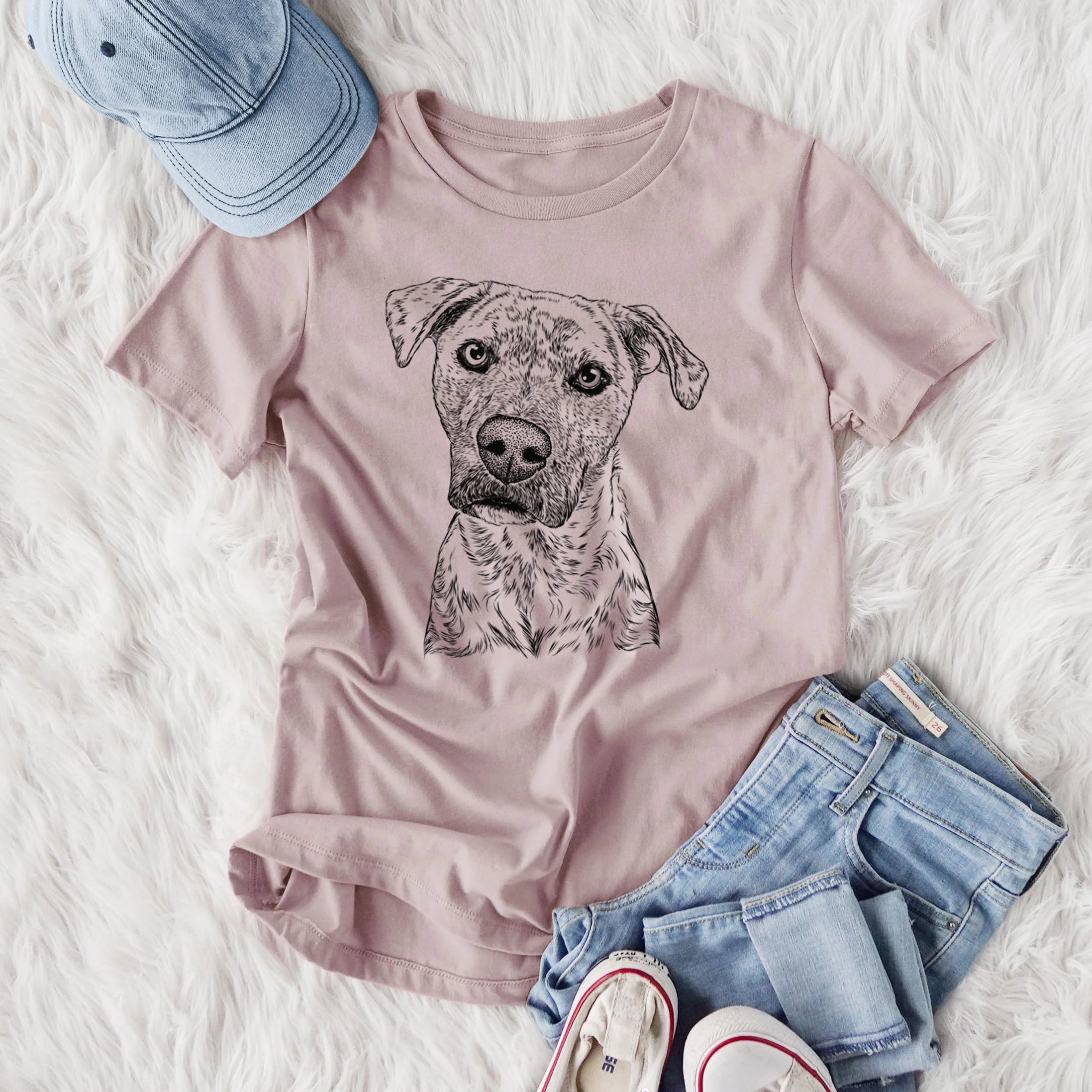 Bare Monster Baby the Pitbull Mix - Women's Lightweight Relaxed Fit 100% Cotton Crewneck - Image 4