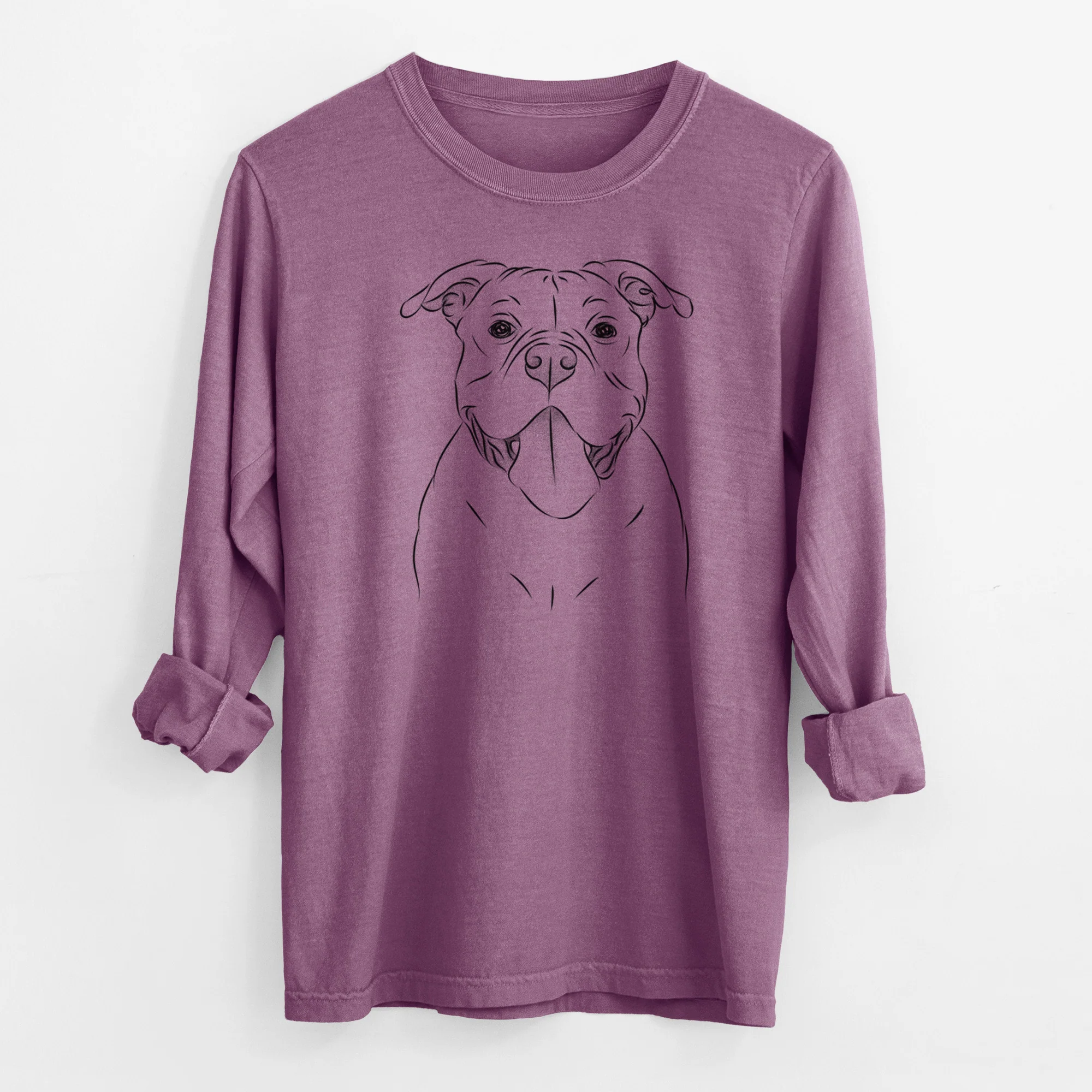 Bare Nacho the American Bully - Men's Heavyweight 100% Cotton Long Sleeve - Image 9