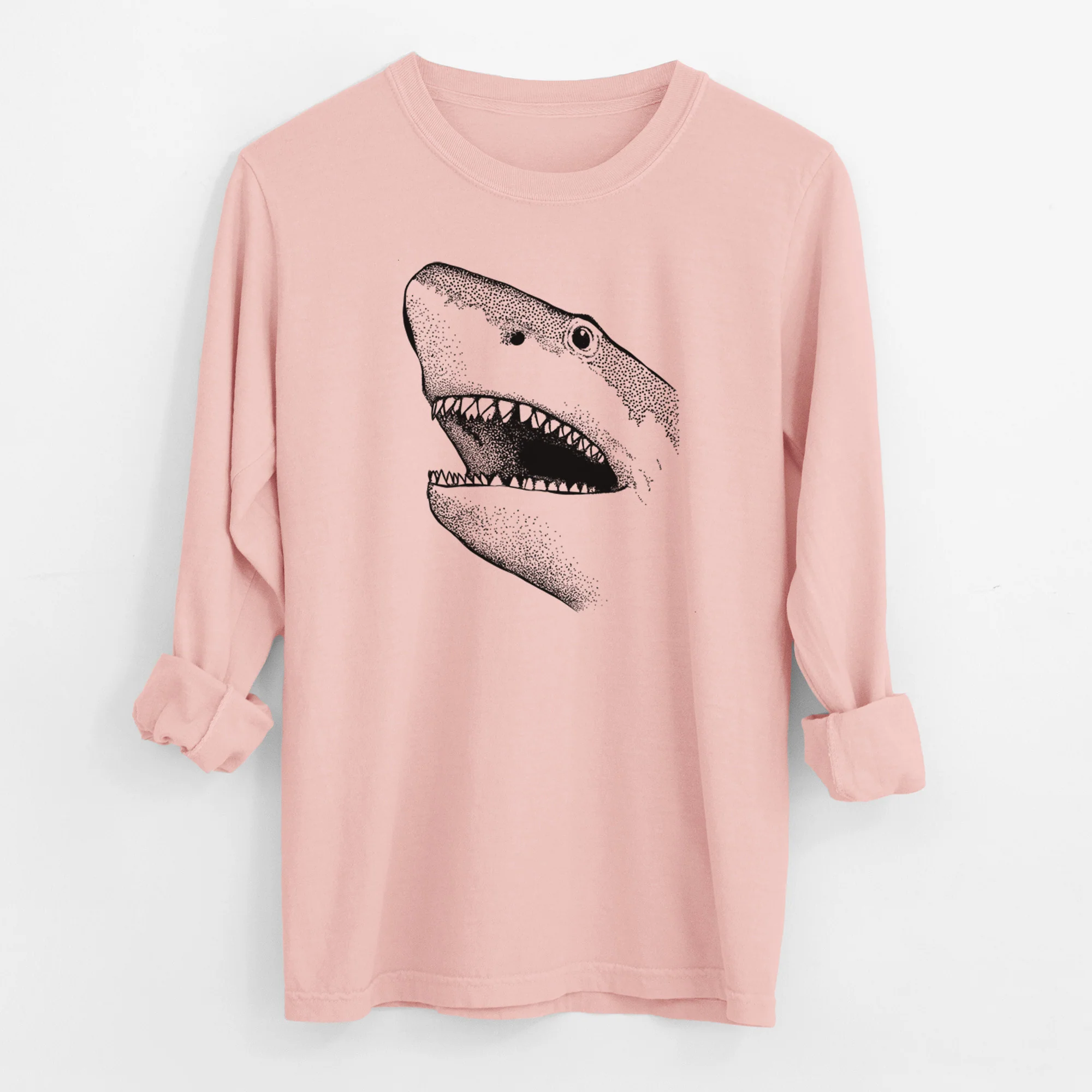 Bare Nado the Great White Shark - Men's Heavyweight 100% Cotton Long Sleeve - Image 11