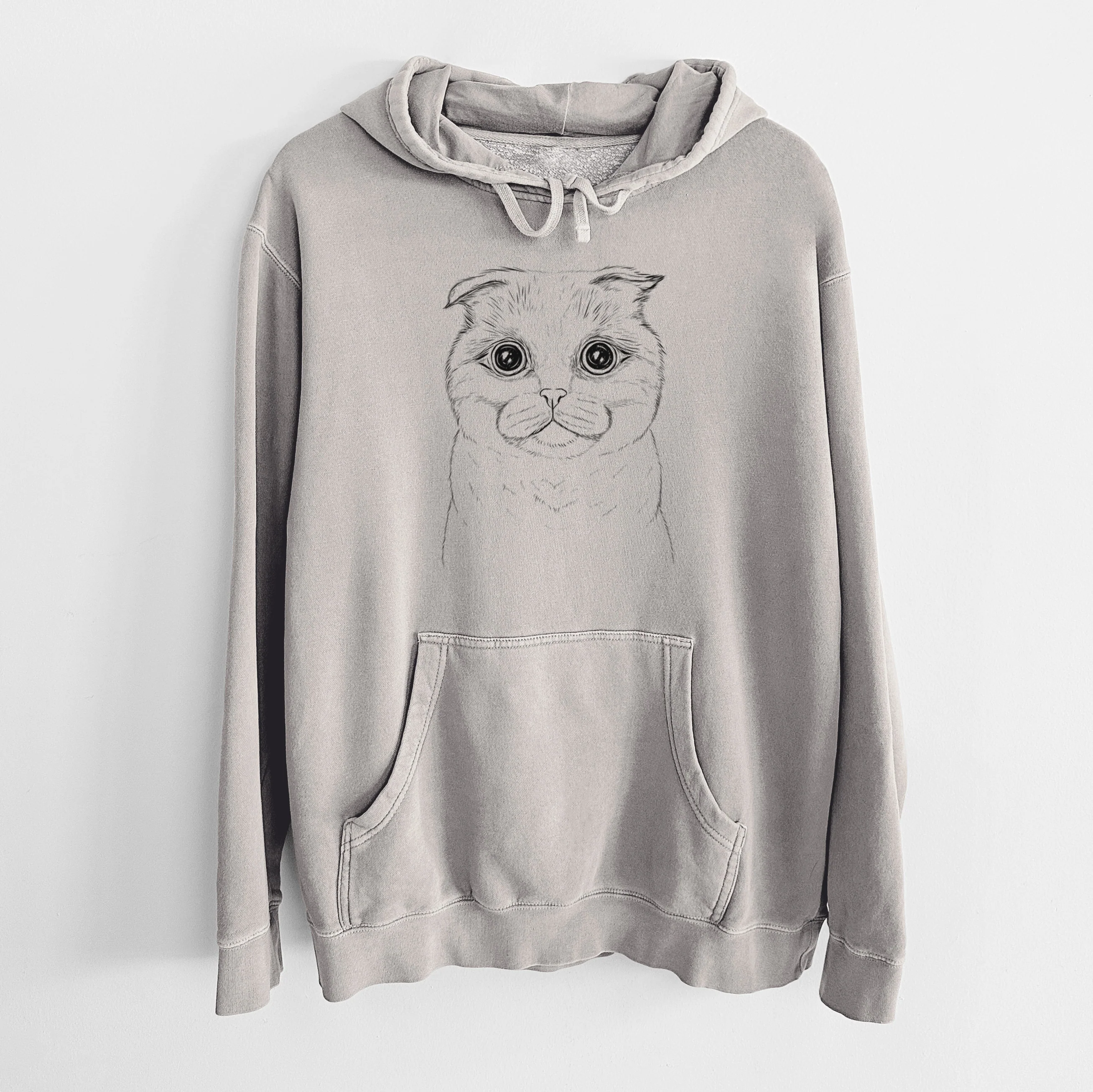 Bare Neko the Scottish Fold Cat - Unisex Pigment Dyed Hoodie - Image 5