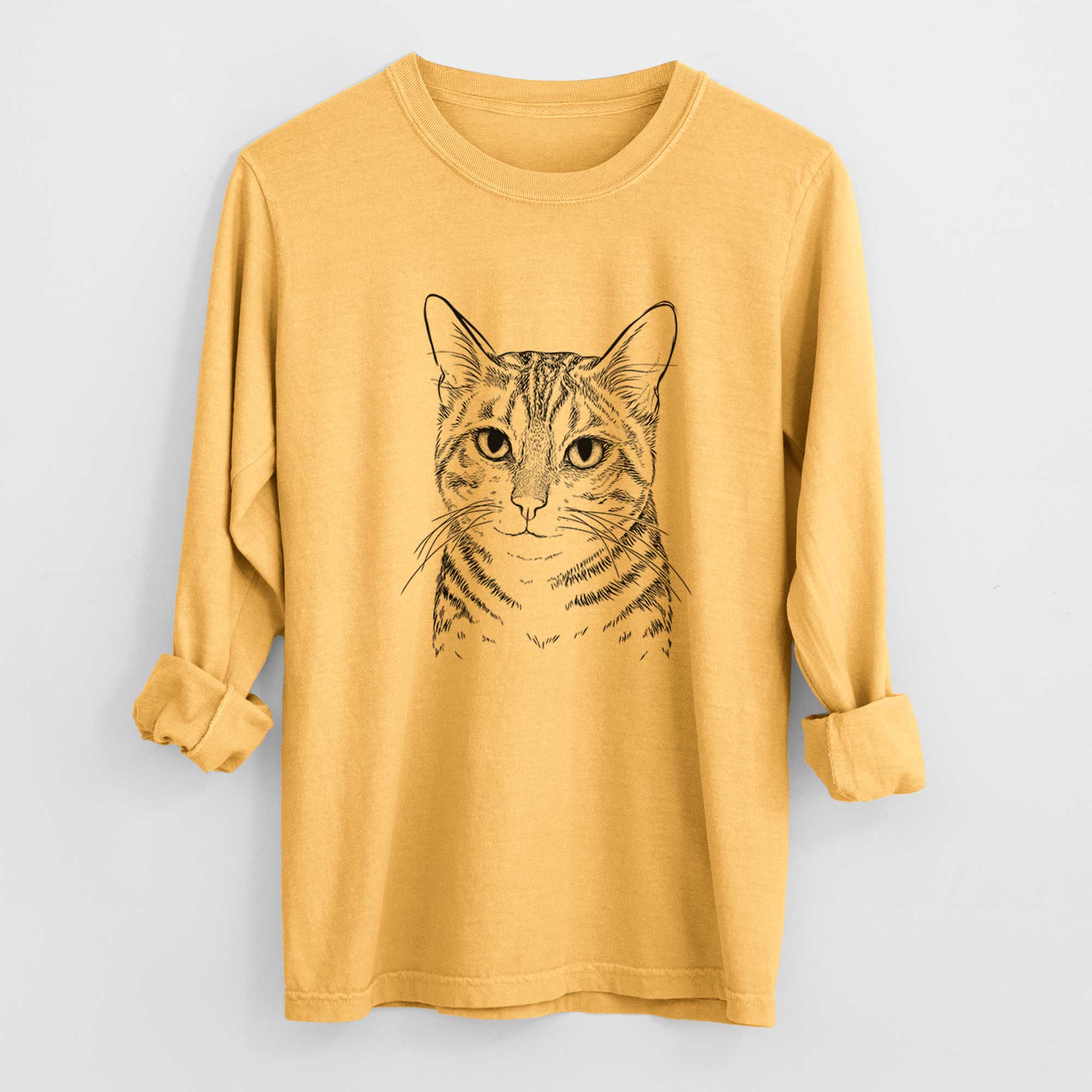 Bare Nell the Tabby Cat - Men's Heavyweight 100% Cotton Long Sleeve - Image 3