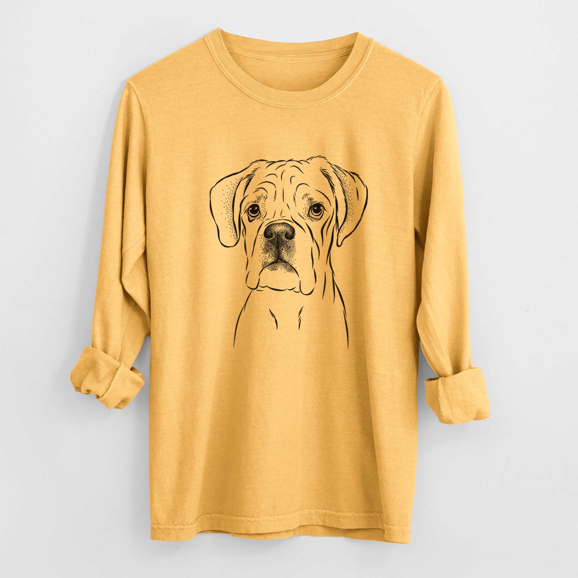 Bare Nelly the Boxer - Men's Heavyweight 100% Cotton Long Sleeve - Image 3