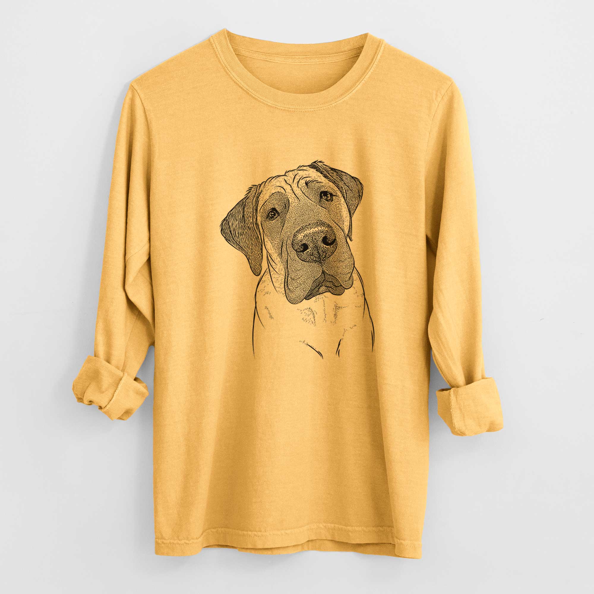 Bare Nutterbutter the English Mastiff - Men's Heavyweight 100% Cotton Long Sleeve - Image 3
