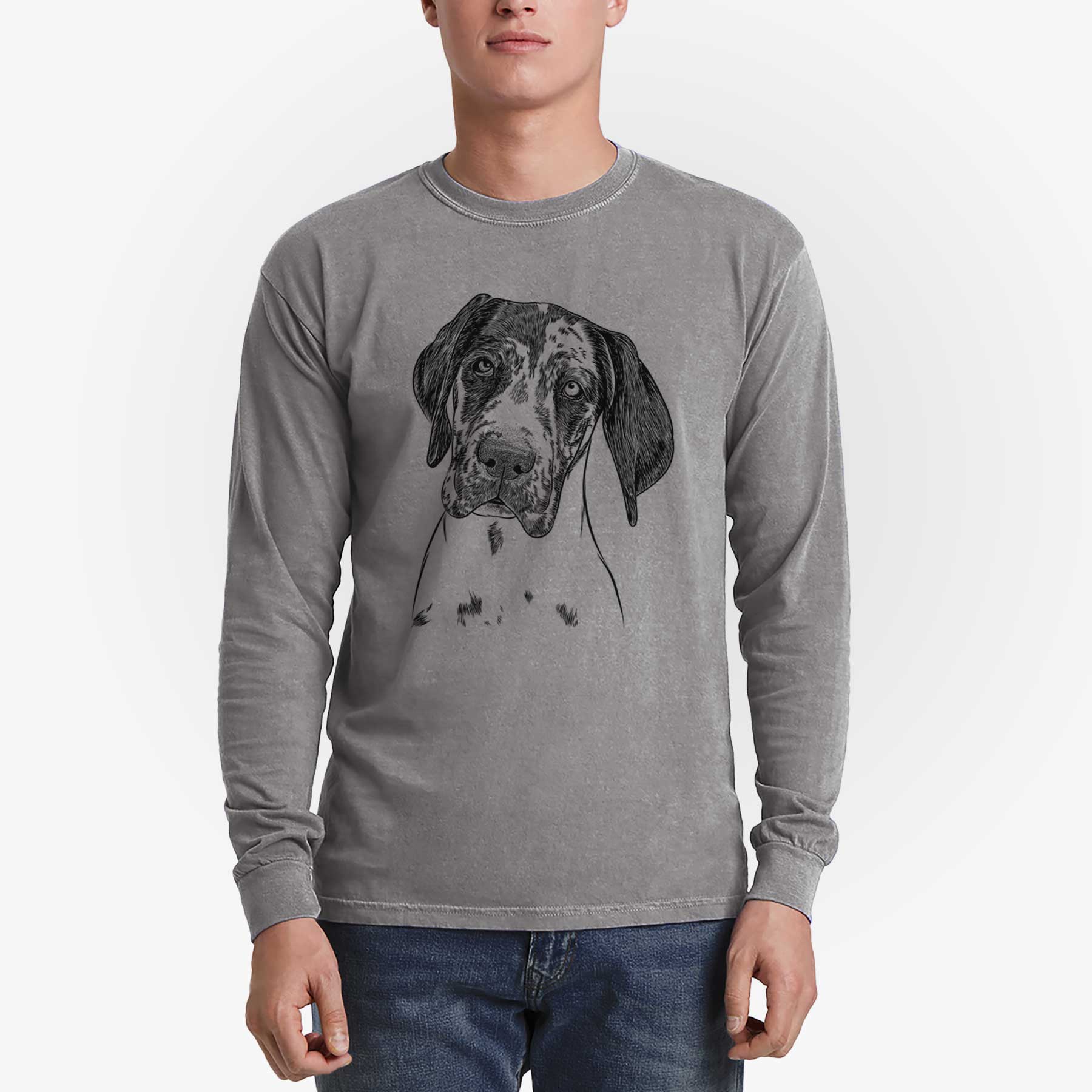 Bare Nyx the Great Dane - Men's Heavyweight 100% Cotton Long Sleeve - Image 5