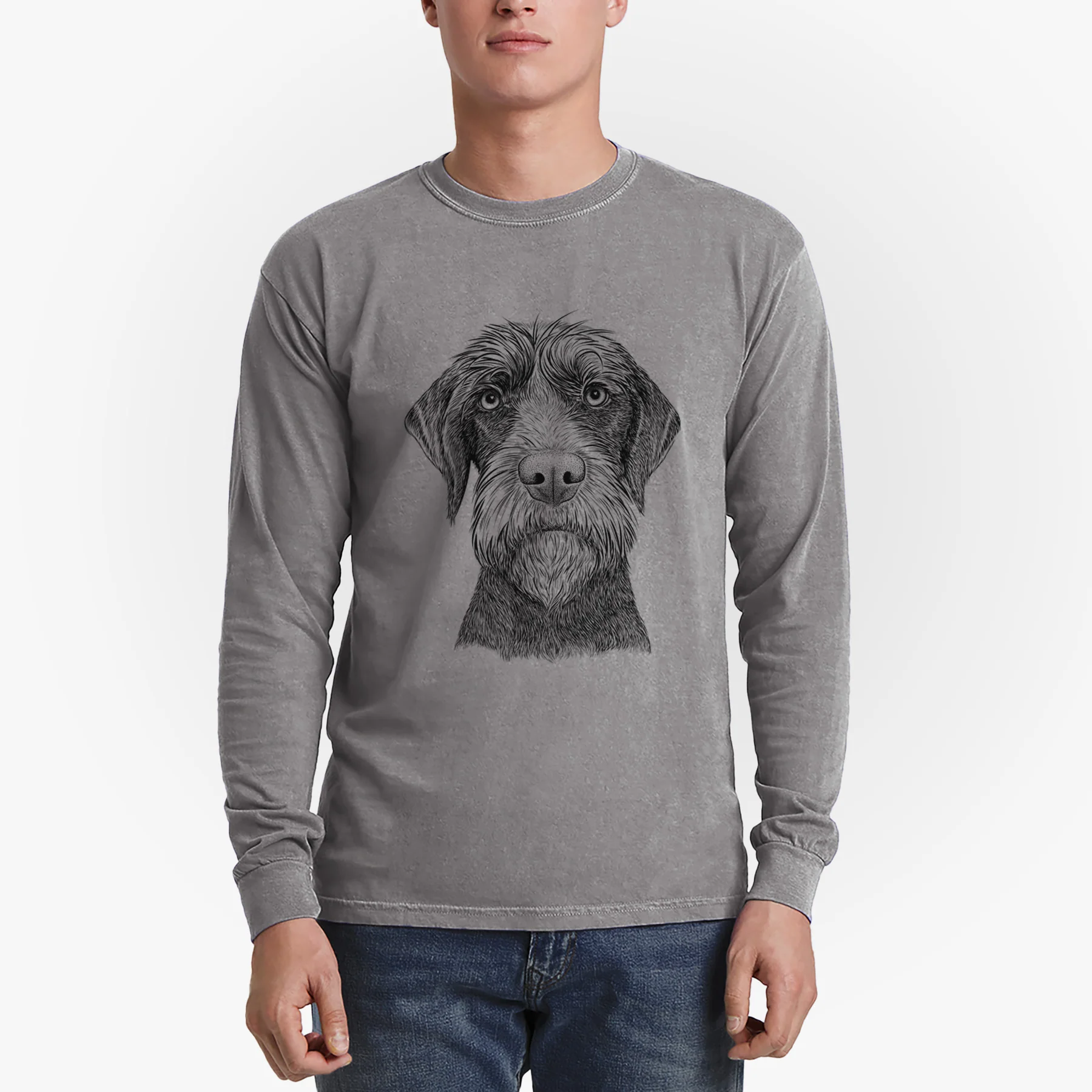 Bare Oakley the Pudelpointer - Heavyweight 100% Cotton Long Sleeve - Image 4