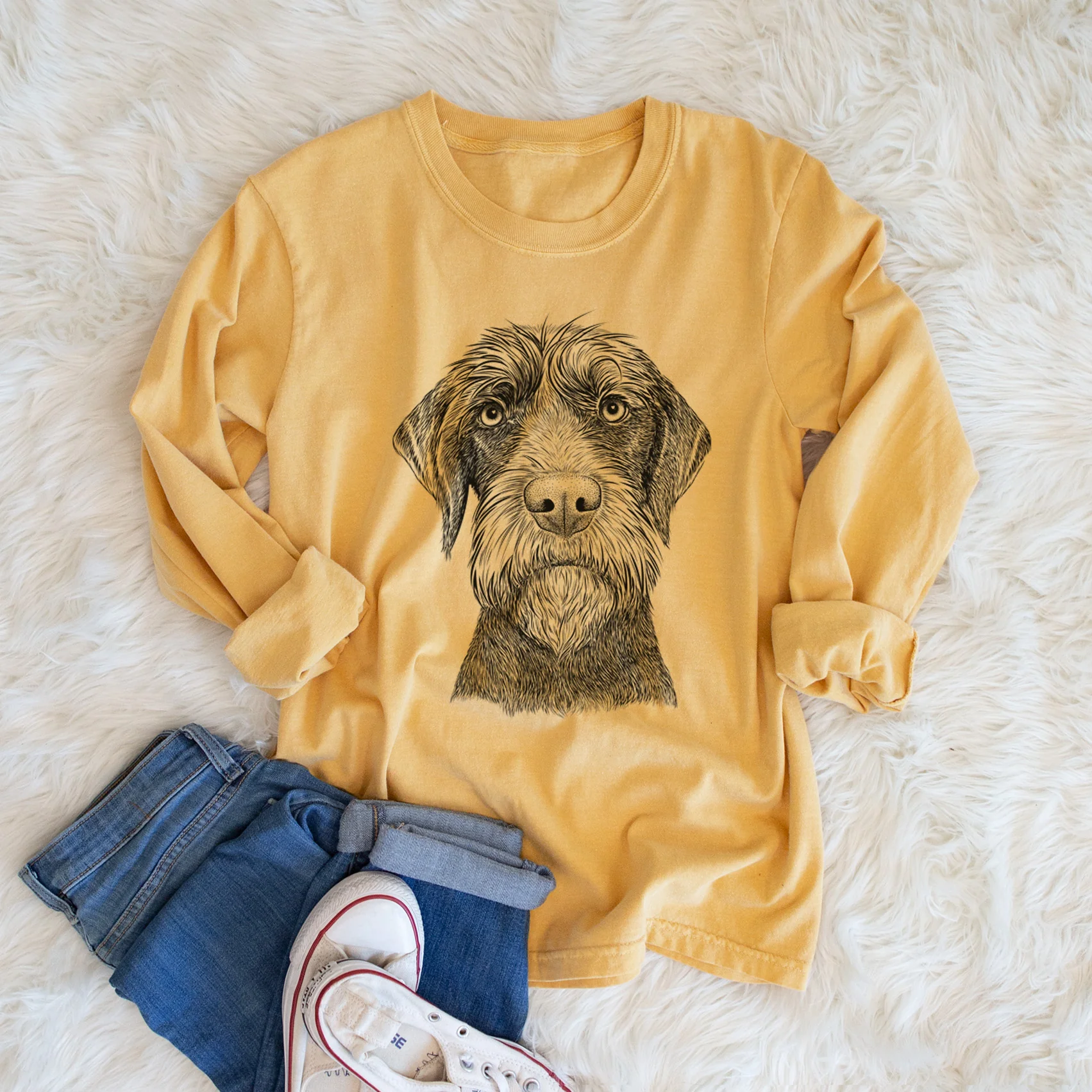 Bare Oakley the Pudelpointer - Heavyweight 100% Cotton Long Sleeve - Image 5
