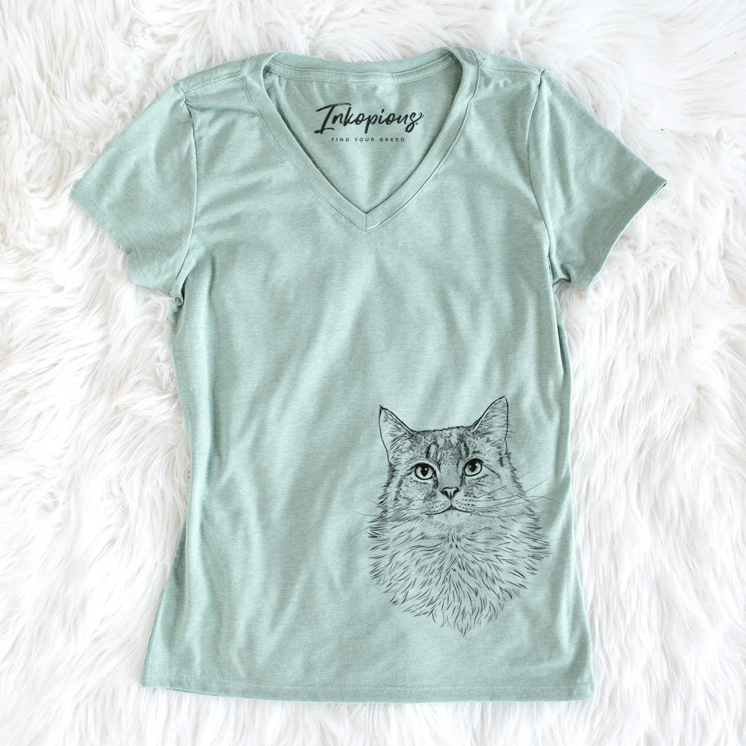 Bare Olive the Cat - Women's V-neck Shirt - Image 2