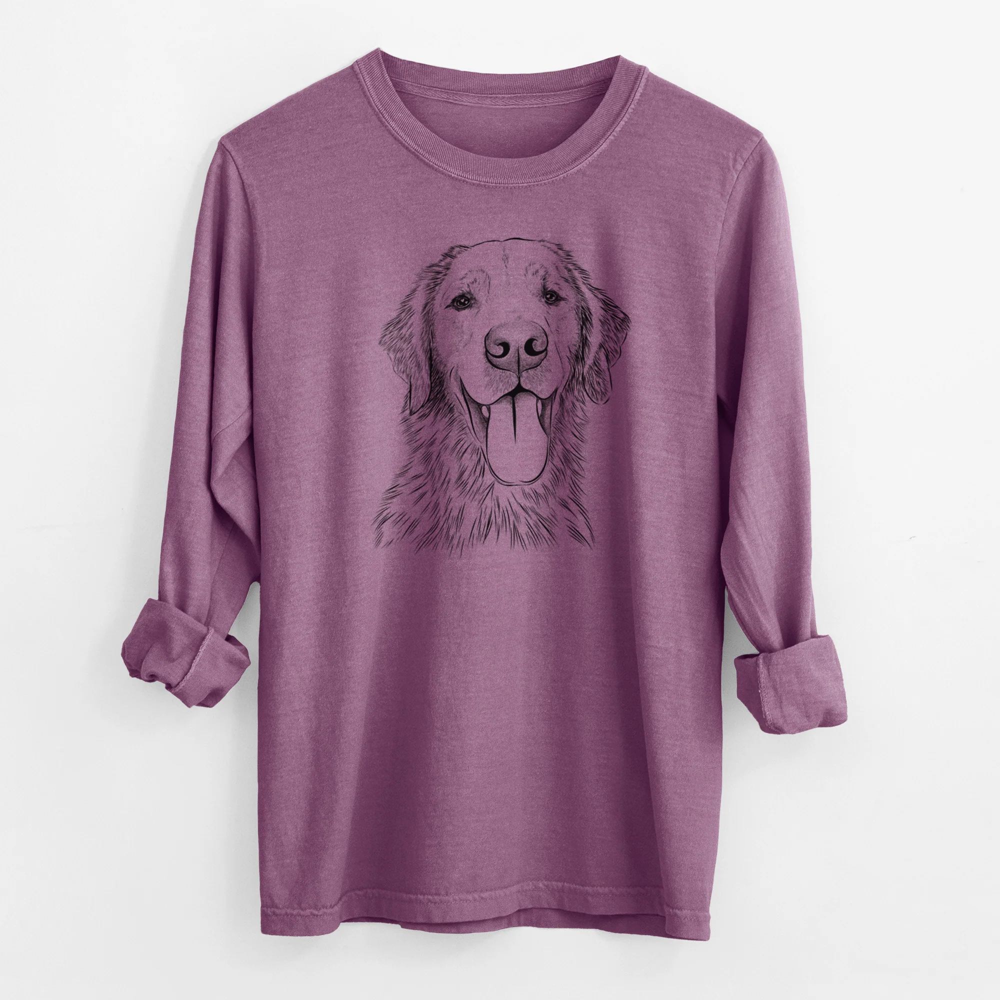 Bare Oliver Tredup the Golden Retriever - Men's Heavyweight 100% Cotton Long Sleeve - Image 9