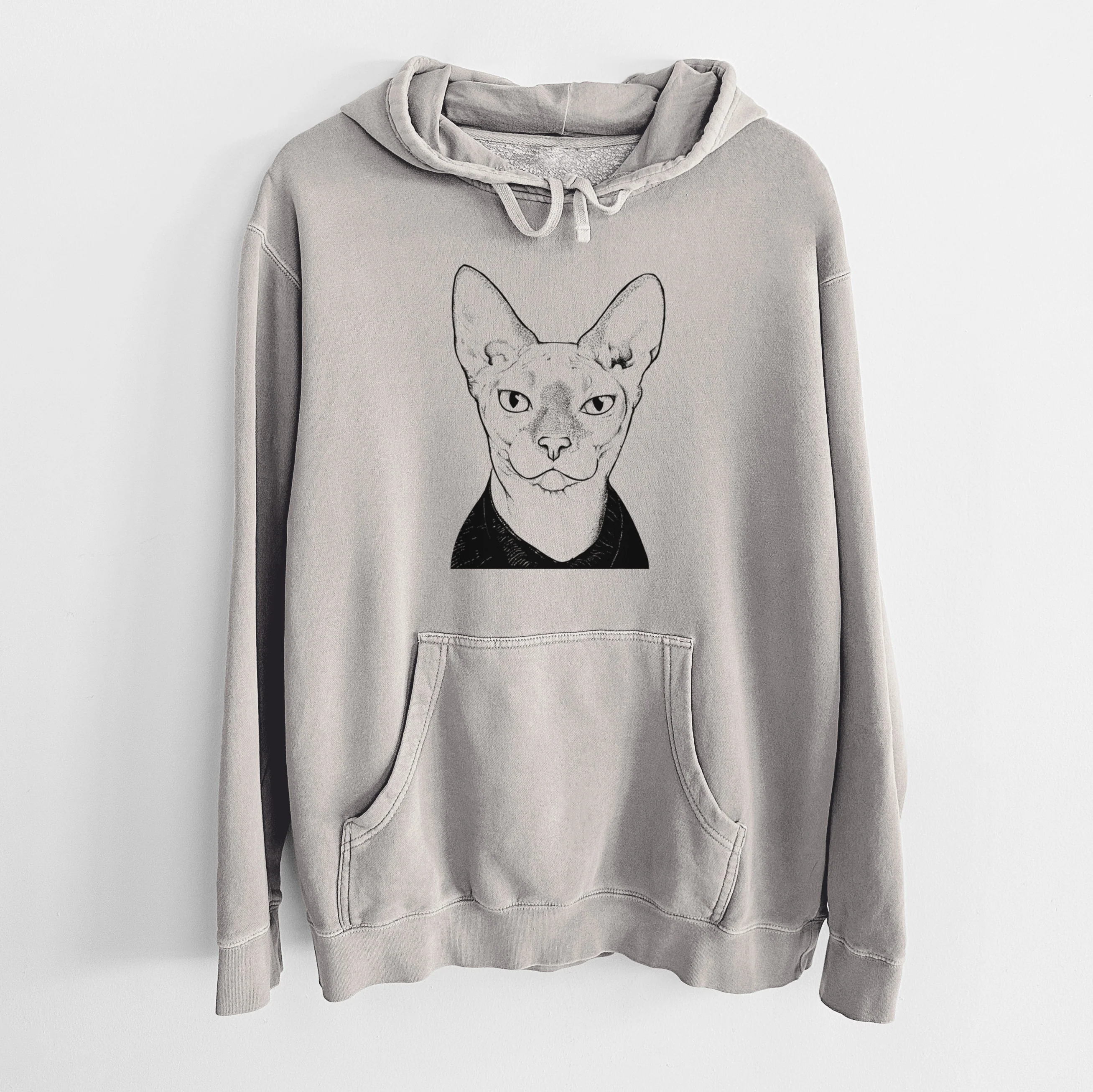 Bare Oliver Watson the Sphynx Cat - Unisex Pigment Dyed Hoodie - Image 5