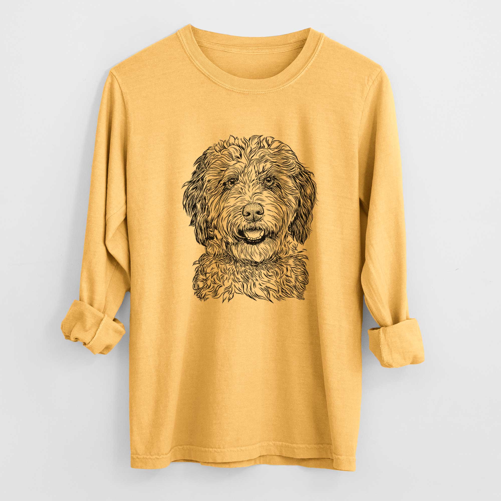 Bare Palmer the Aussiedoodle - Men's Heavyweight 100% Cotton Long Sleeve - Image 3