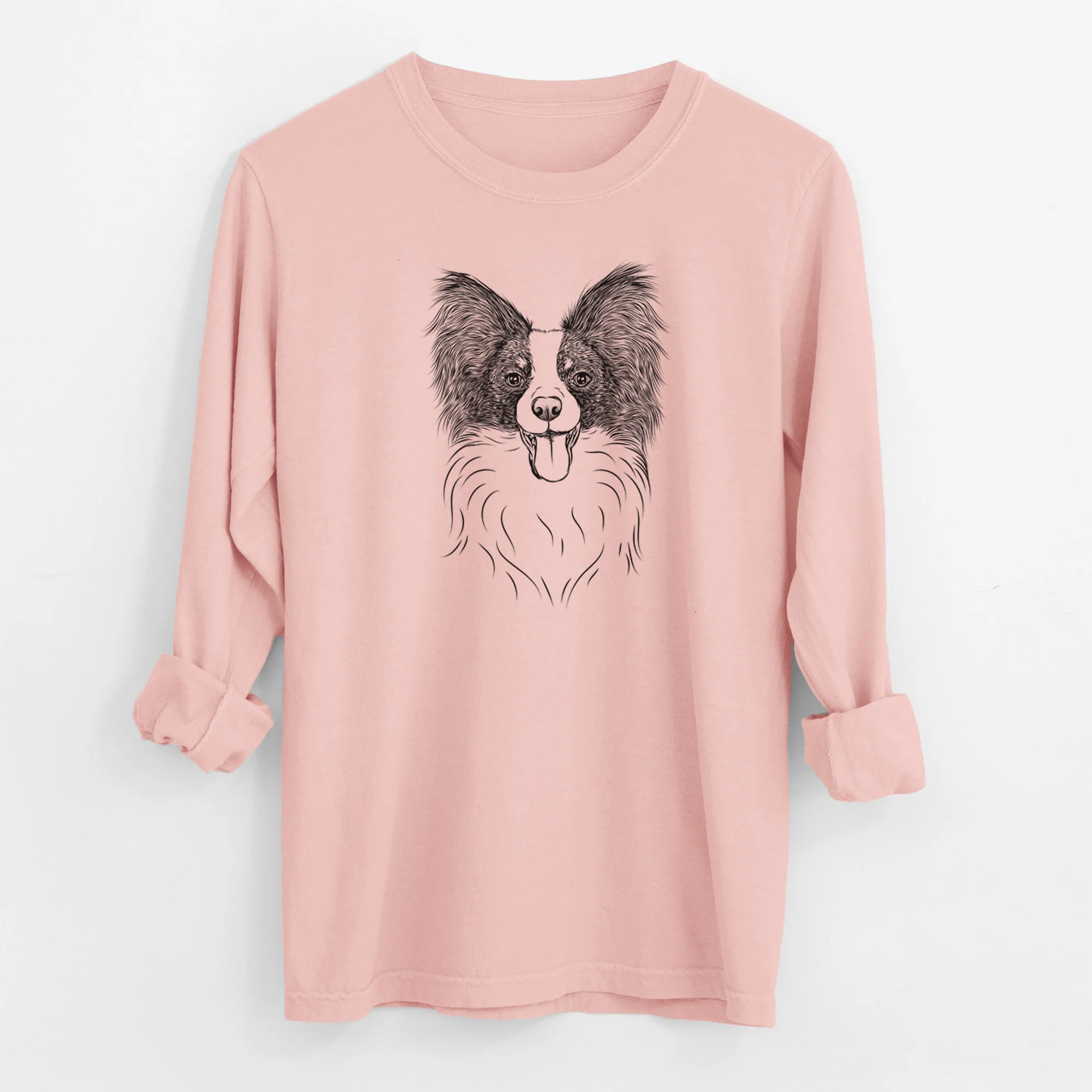 Bare Patrick the Papillon - Men's Heavyweight 100% Cotton Long Sleeve - Image 11