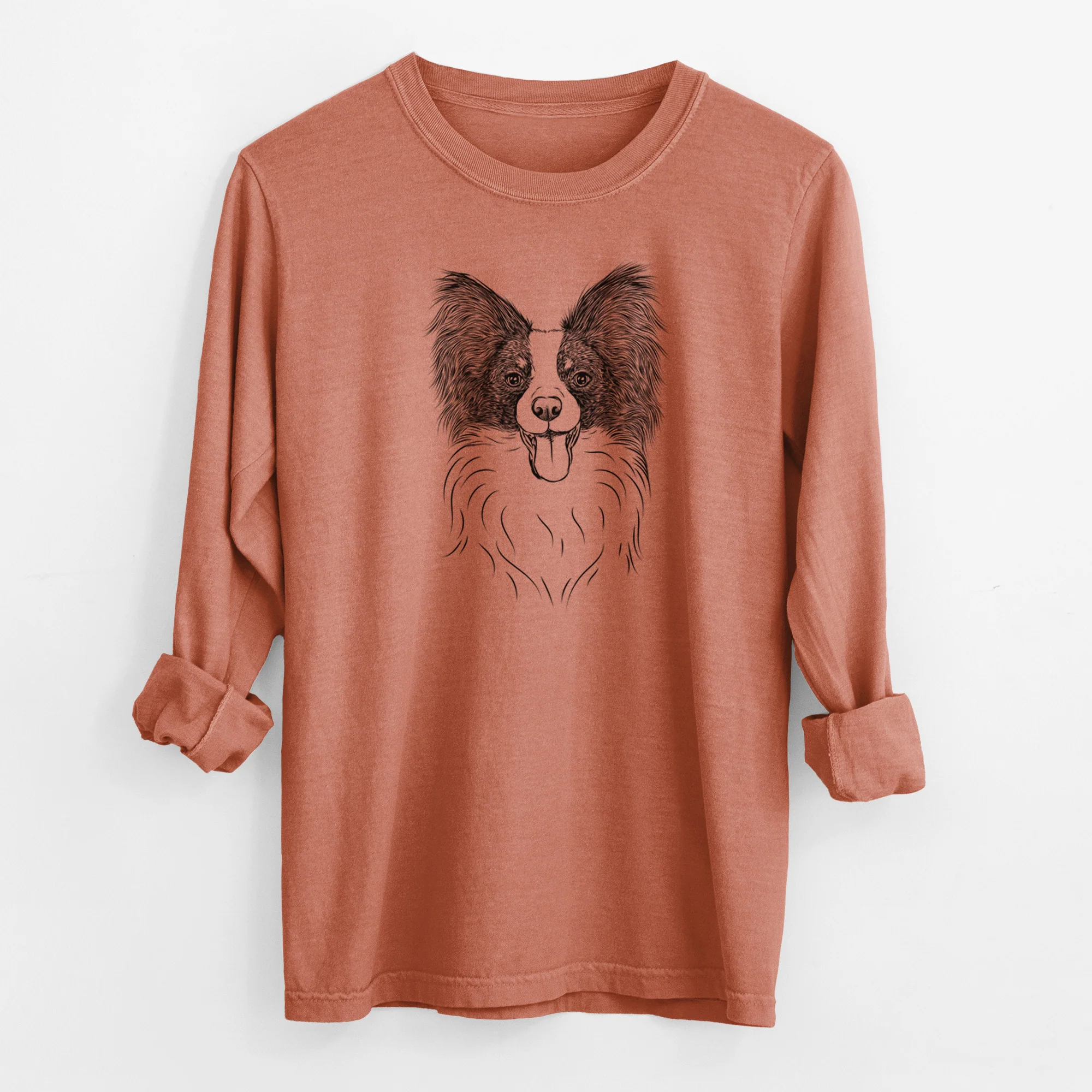 Bare Patrick the Papillon - Men's Heavyweight 100% Cotton Long Sleeve - Image 13