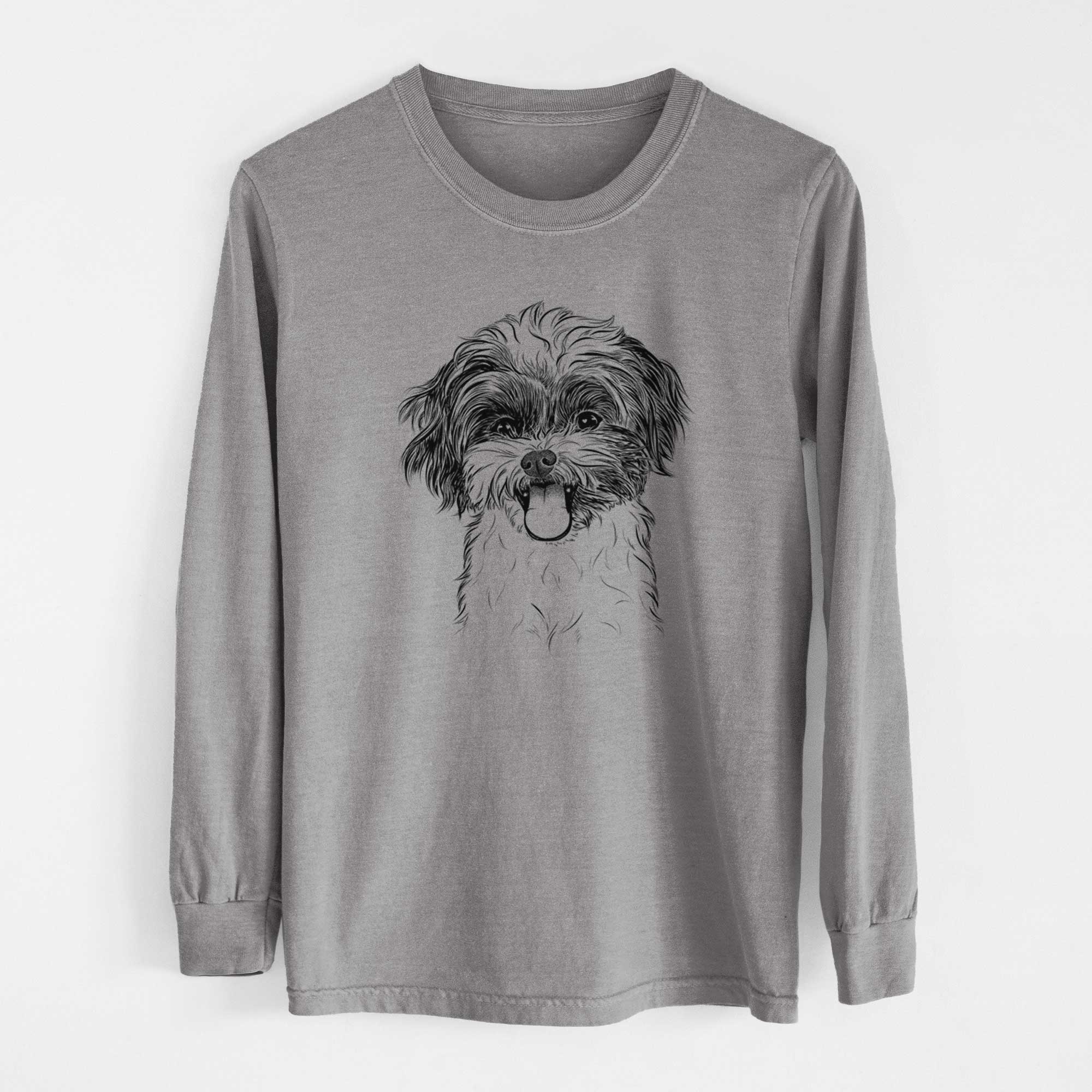 Bare Pepper the Shihpoo - Men's Heavyweight 100% Cotton Long Sleeve - Image 7