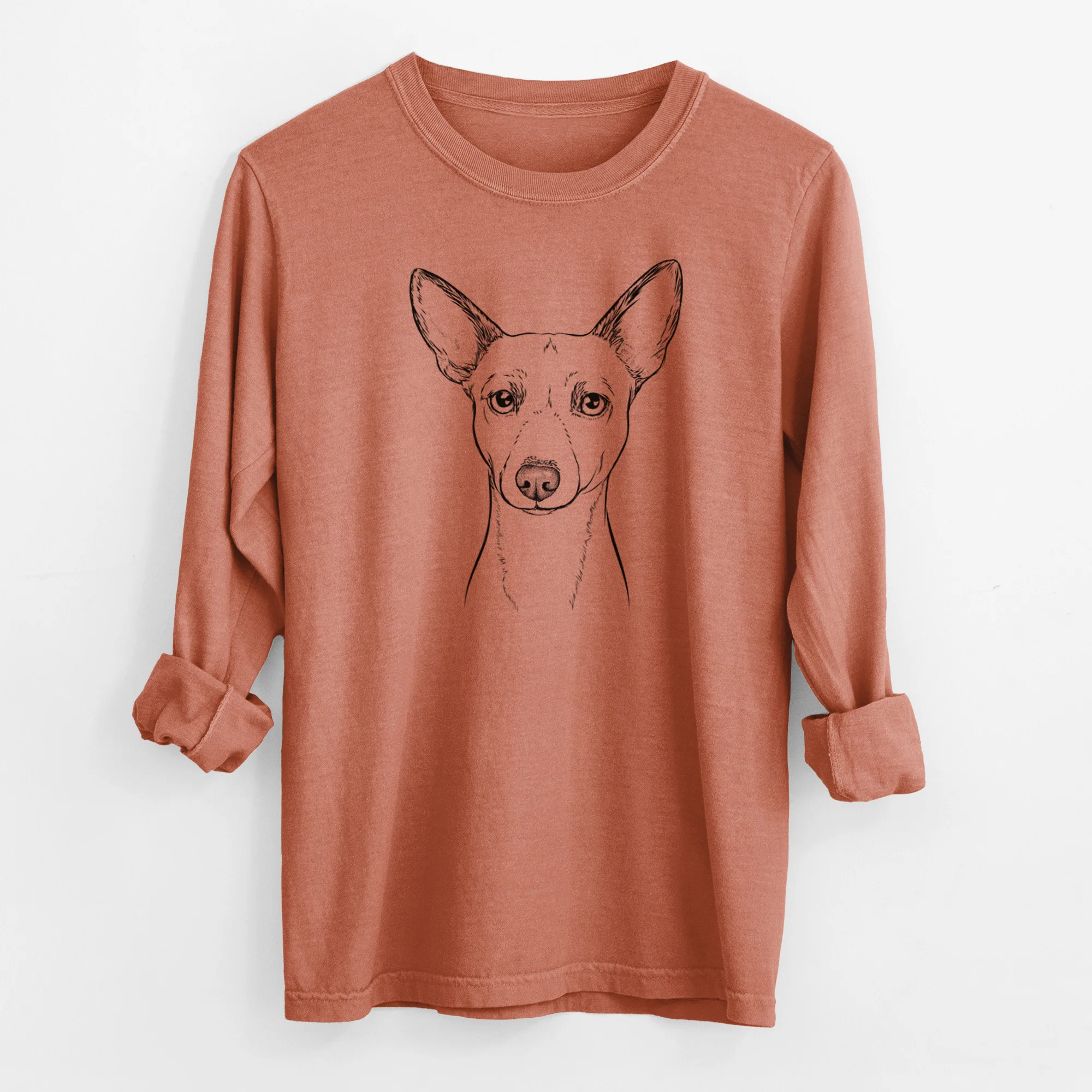 Bare Perry the Portuguese Podengo - Men's Heavyweight 100% Cotton Long Sleeve - Image 13