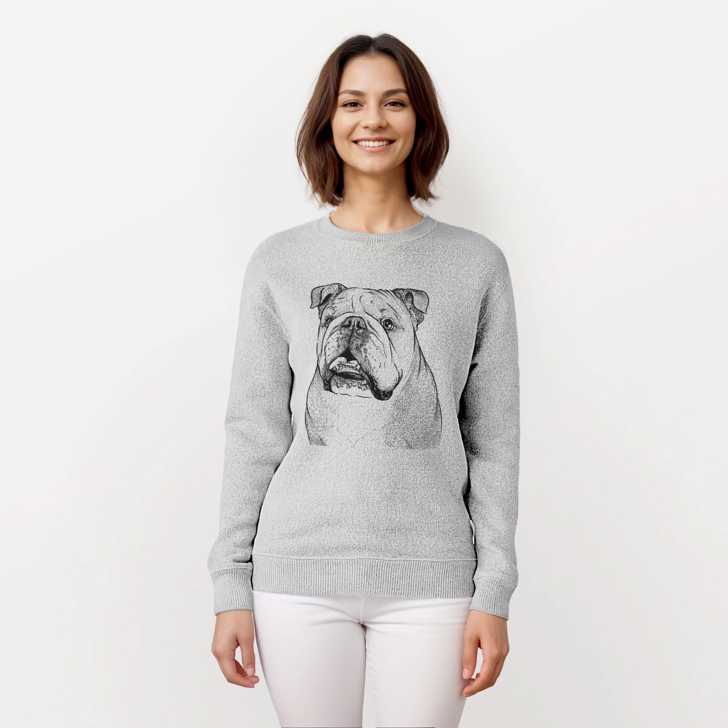 Piggy the English Bulldog - Knit Sweatshirt - Image 2