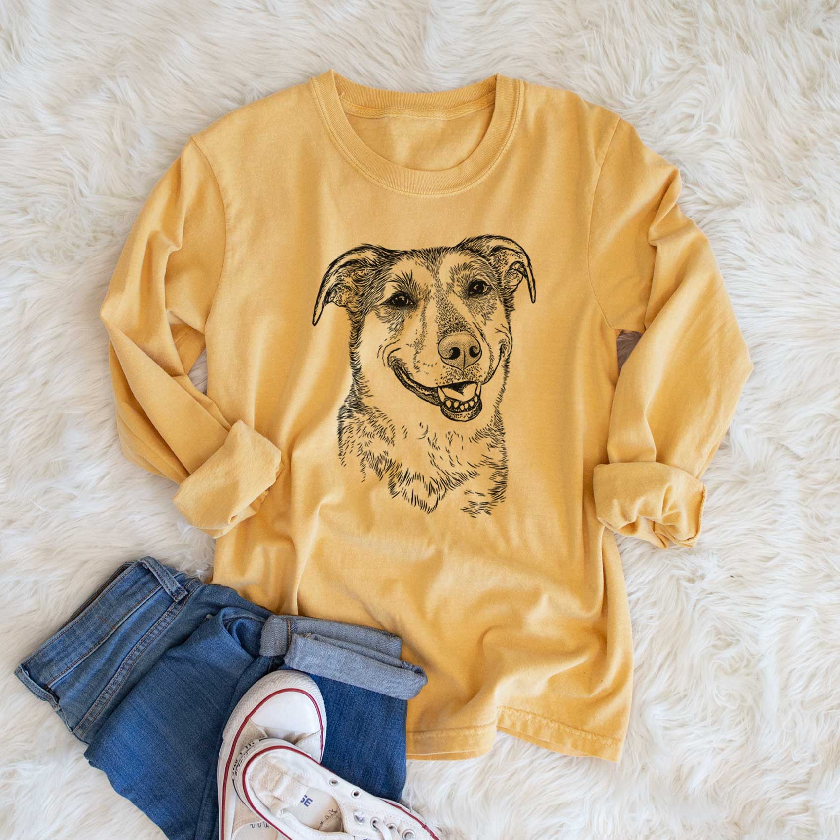 Bare Pippin the Shepherd Mix - Men's Heavyweight 100% Cotton Long Sleeve - Image 6