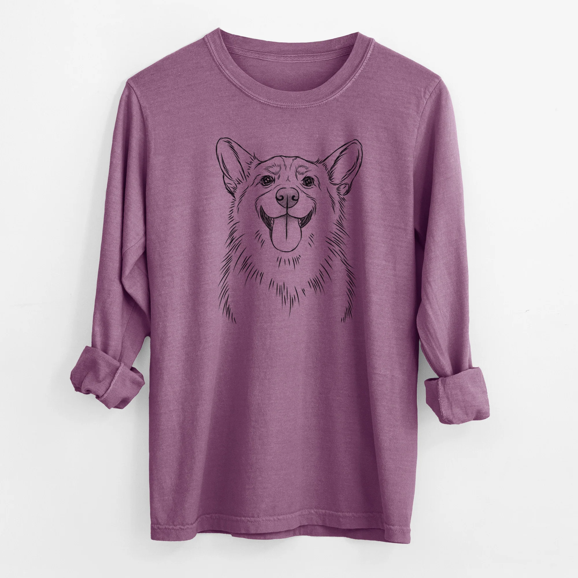 Bare Porter the Pembroke Welsh Corgi - Men's Heavyweight 100% Cotton Long Sleeve - Image 9