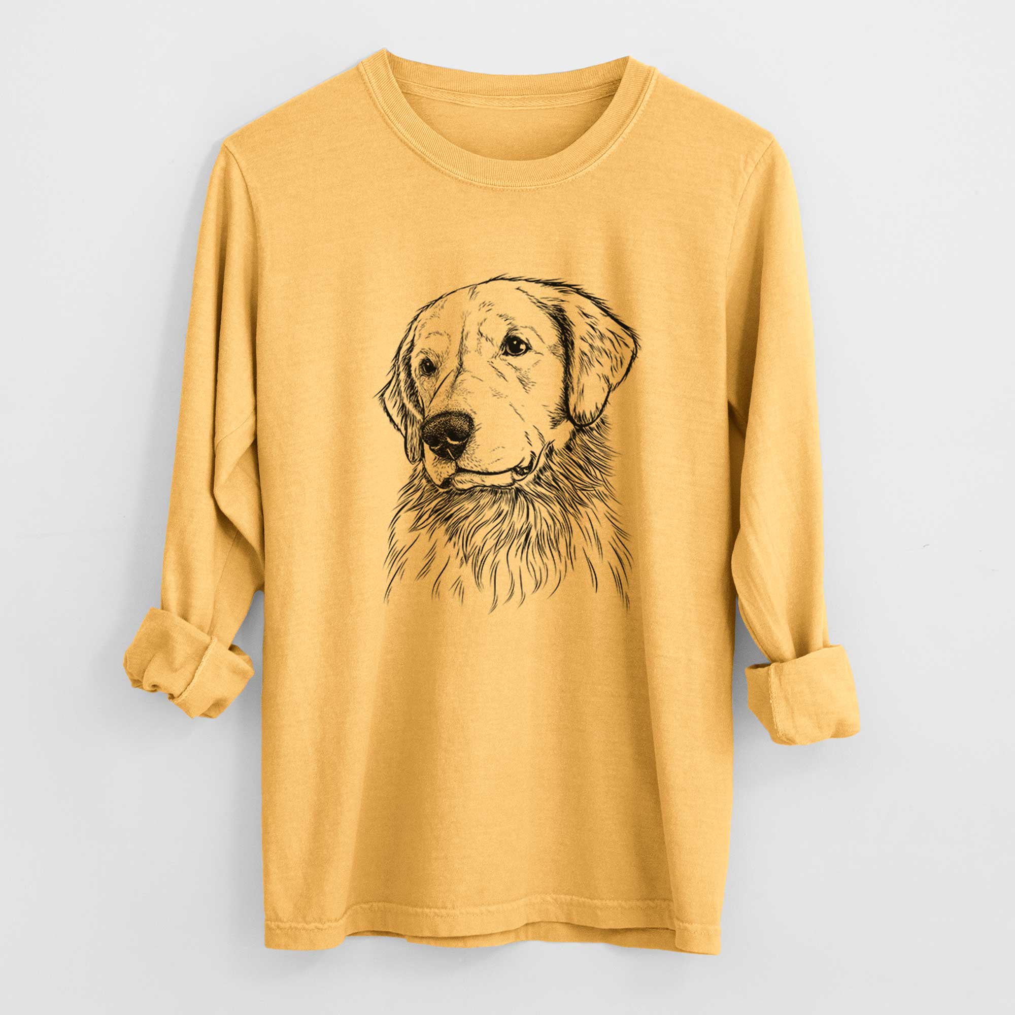Bare Quinn the Golden Retriever - Men's Heavyweight 100% Cotton Long Sleeve - Image 3