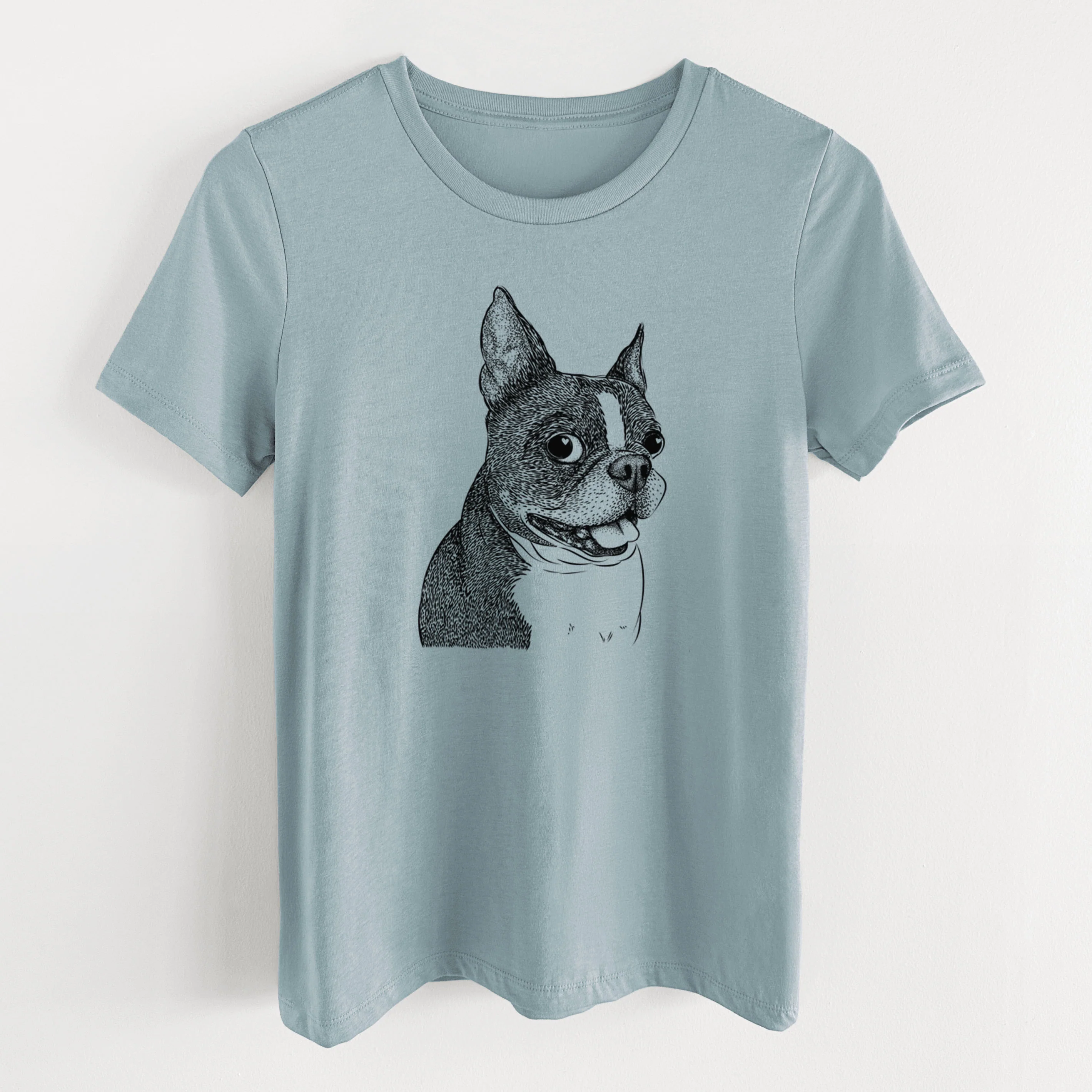 Bare Ralphie the Boston Terrier - Women's Lightweight Relaxed Fit 100% Cotton Crewneck - Image 9