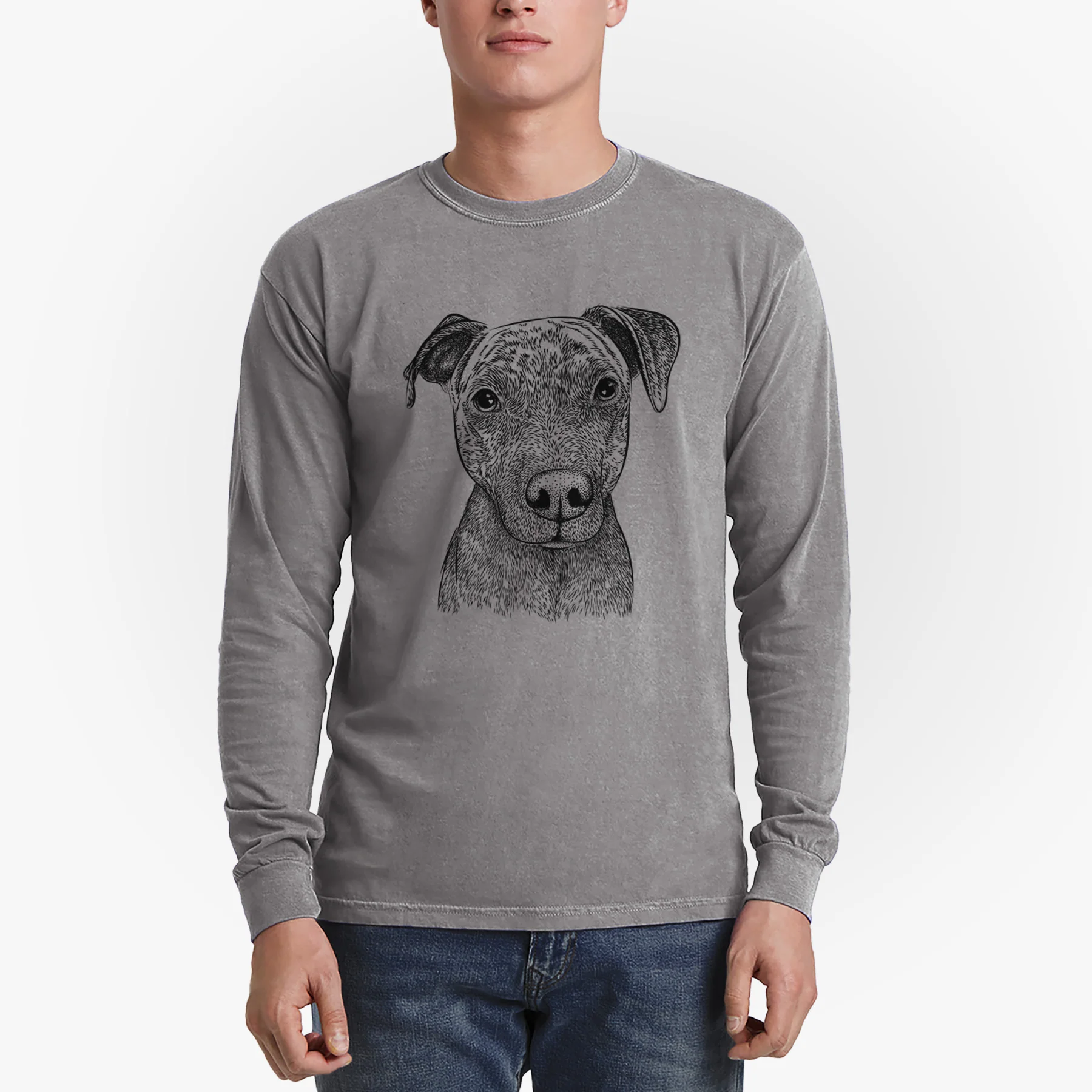 Bare Reeses the Pitbull - Men's Heavyweight 100% Cotton Long Sleeve - Image 4