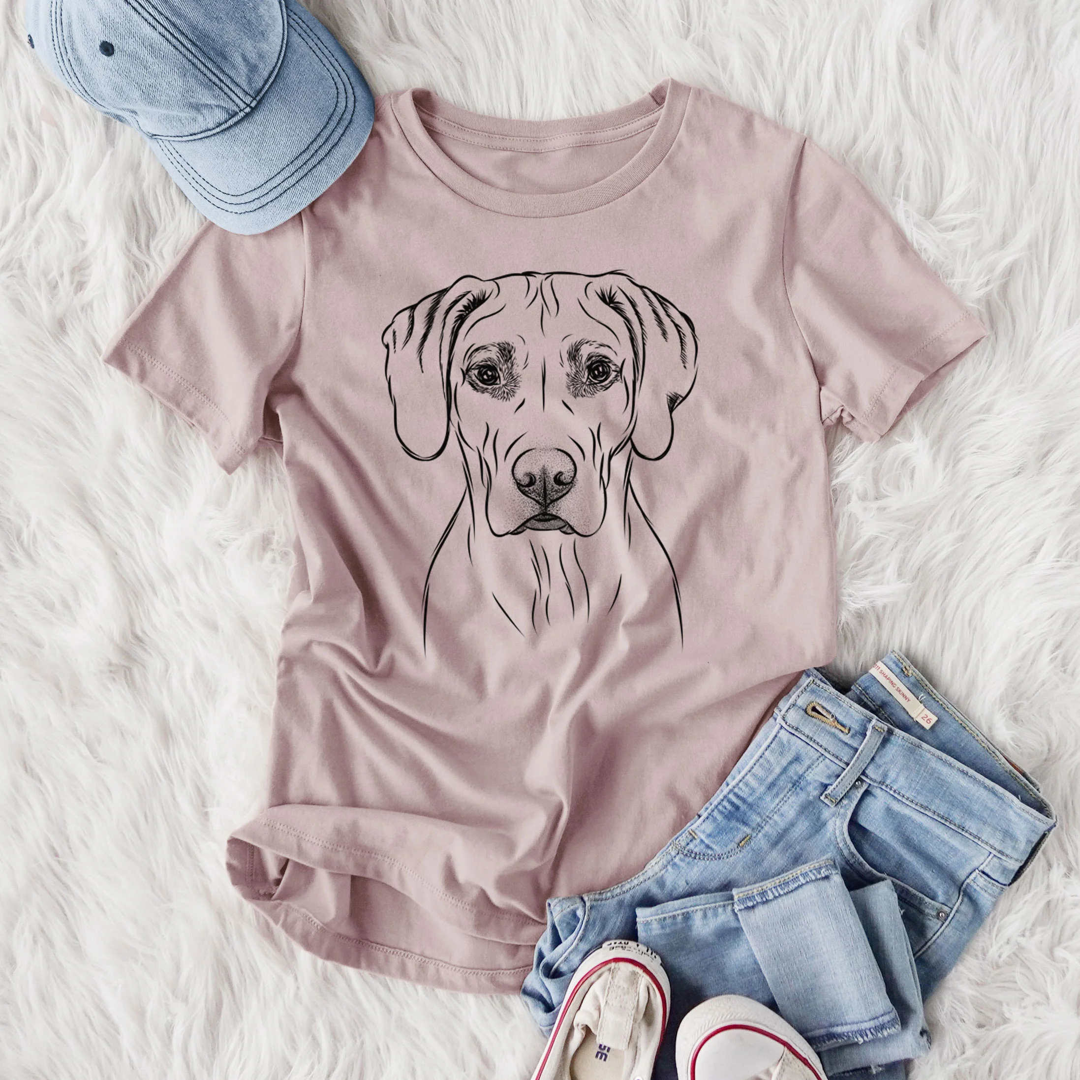 Bare Reid the Rhodesian Ridgeback - Women's Lightweight Relaxed Fit 100% Cotton Crewneck - Image 4