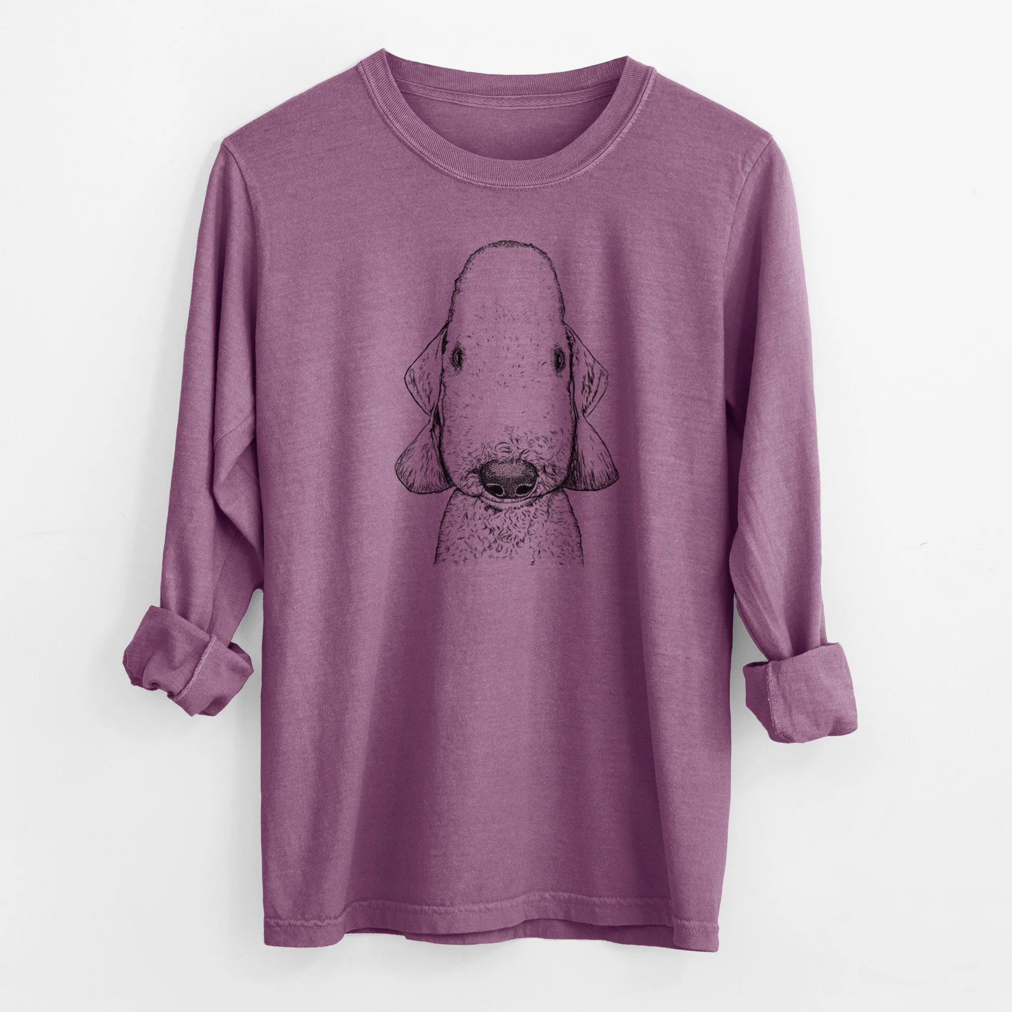 Bare Remington the Bedlington Terrier - Men's Heavyweight 100% Cotton Long Sleeve - Image 9