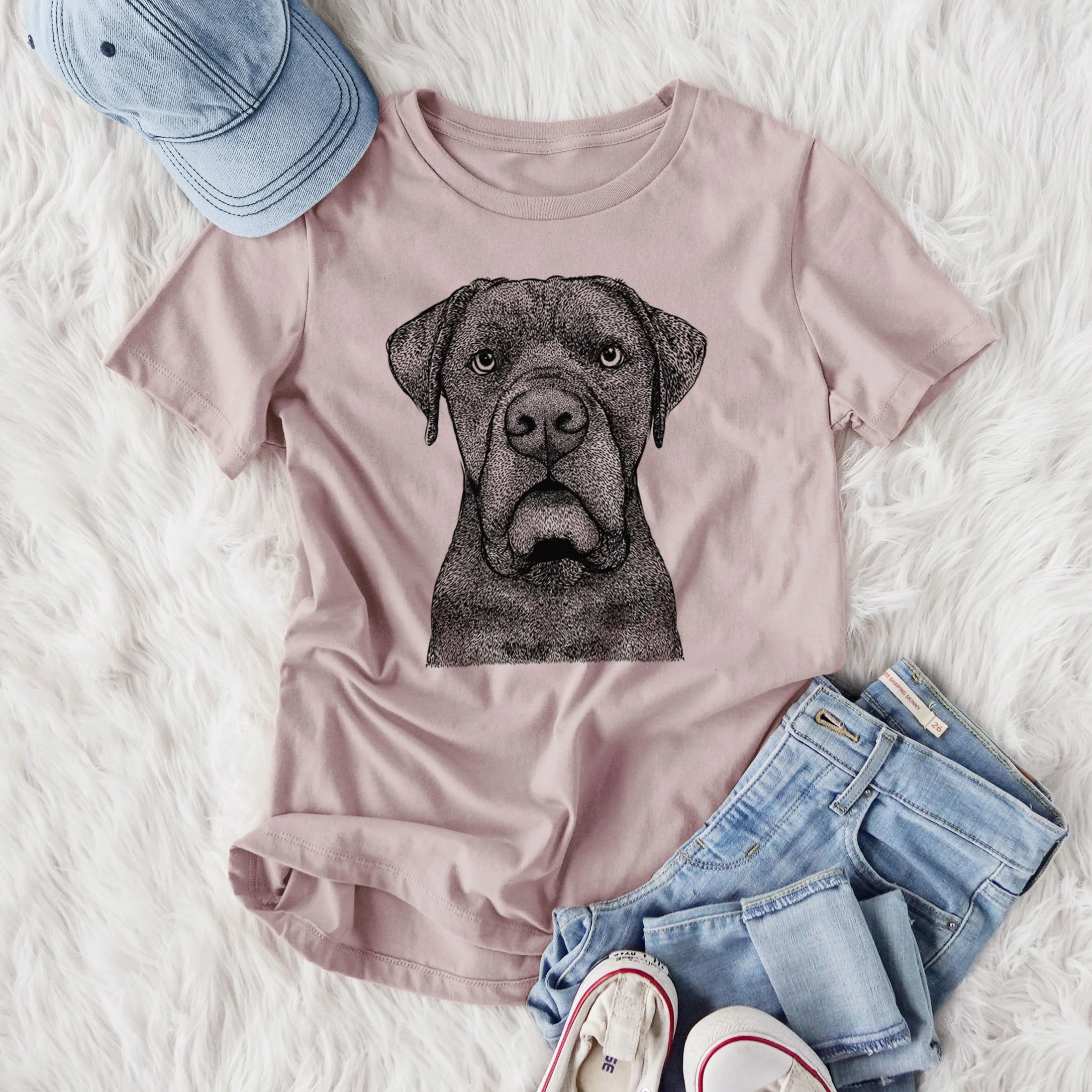 Bare Rocco the Cane Corso - Women's Lightweight Relaxed Fit 100% Cotton Crewneck - Image 4