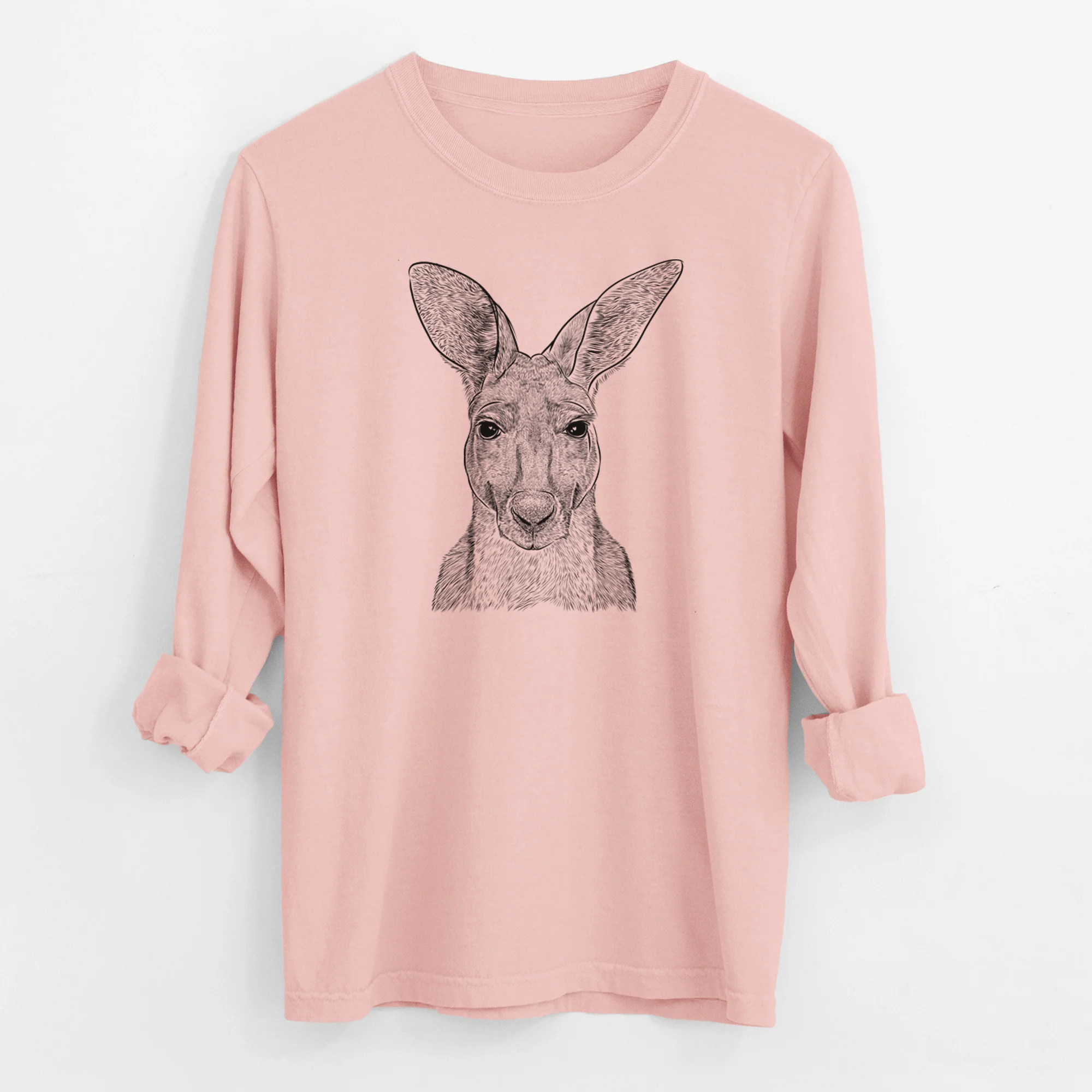 Bare Roger the Red Kangaroo - Men's Heavyweight 100% Cotton Long Sleeve - Image 11