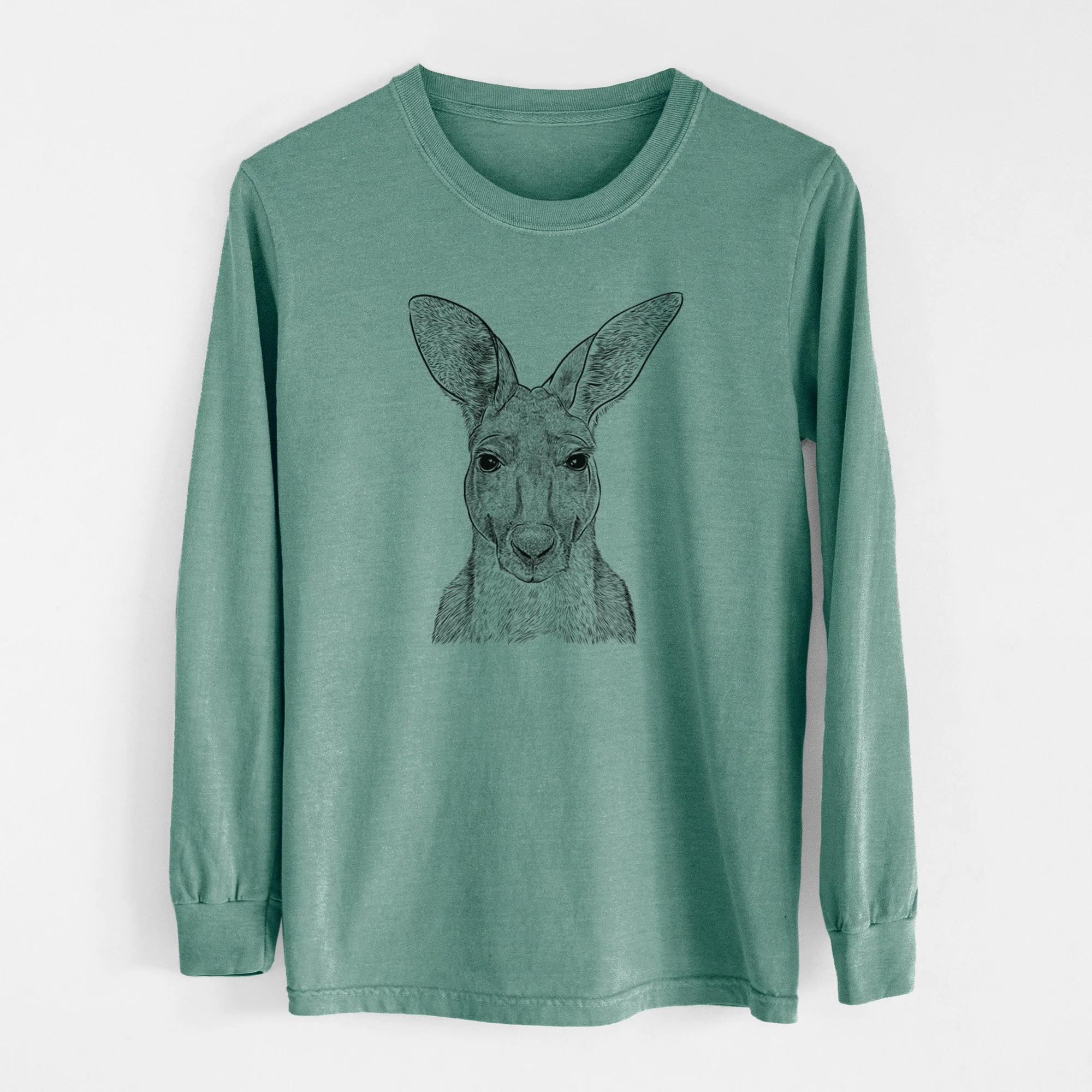 Bare Roger the Red Kangaroo - Men's Heavyweight 100% Cotton Long Sleeve - Image 12