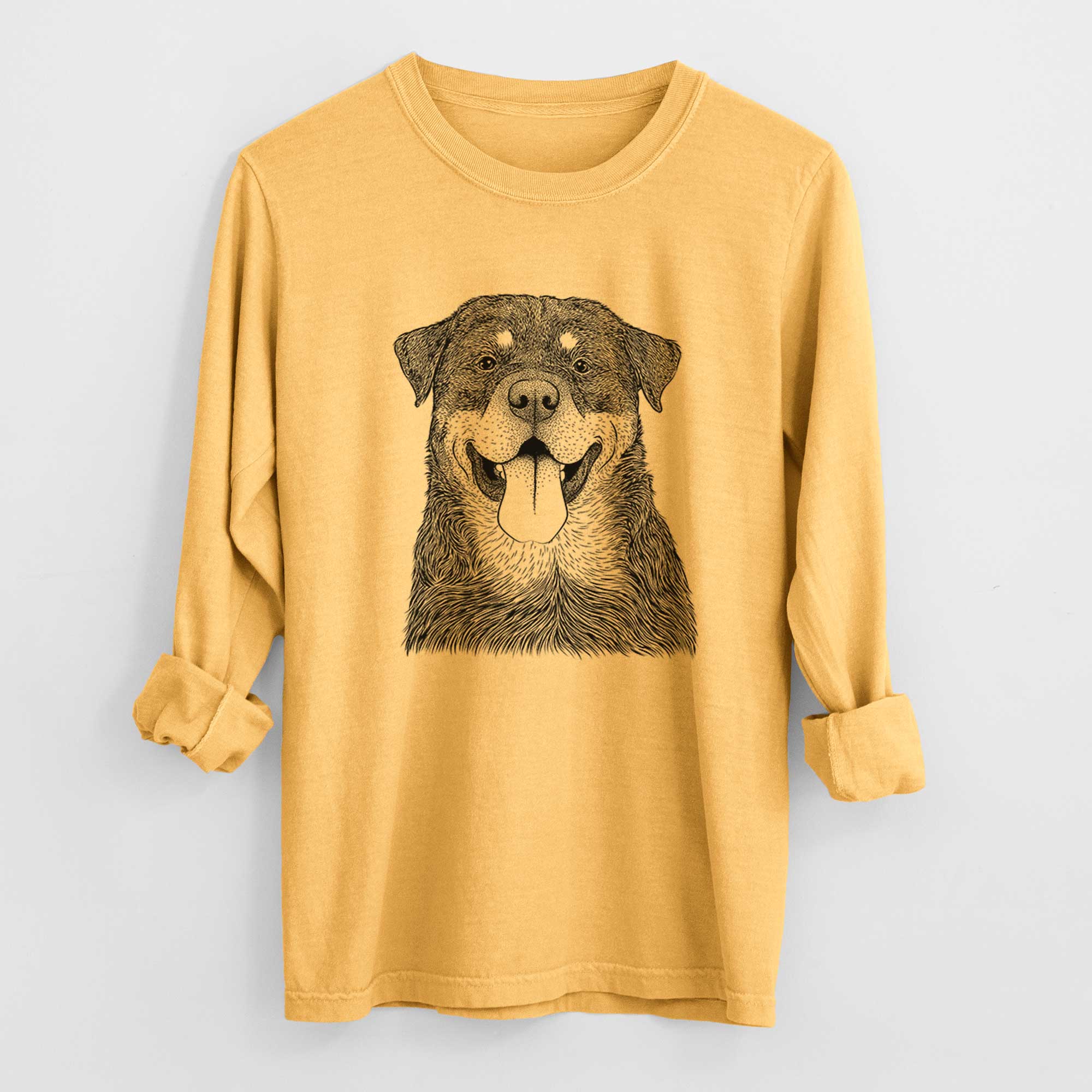 Bare Romeo the Rottweiler - Men's Heavyweight 100% Cotton Long Sleeve - Image 3