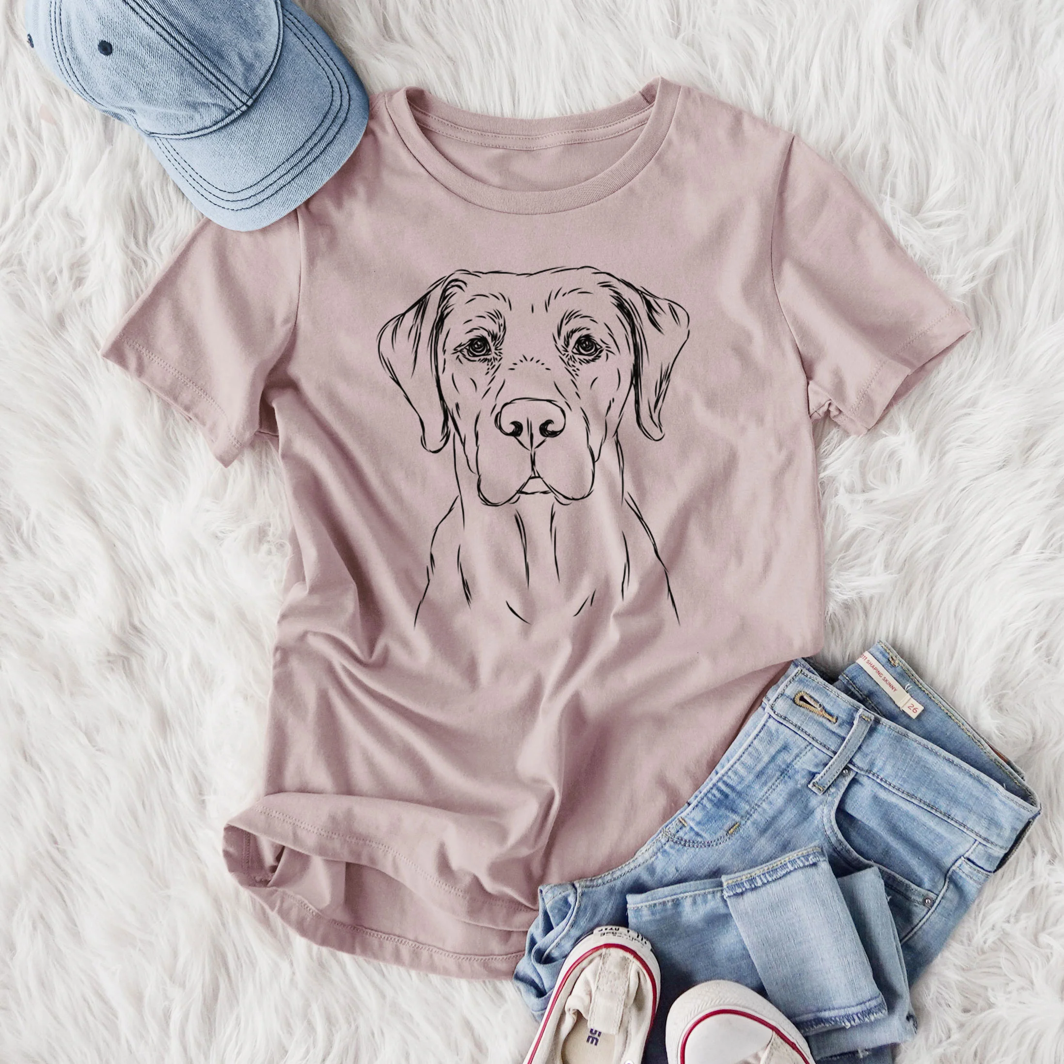 Bare Rowdy the Labrador Retriever - Women's Lightweight Relaxed Fit 100% Cotton Crewneck - Image 4